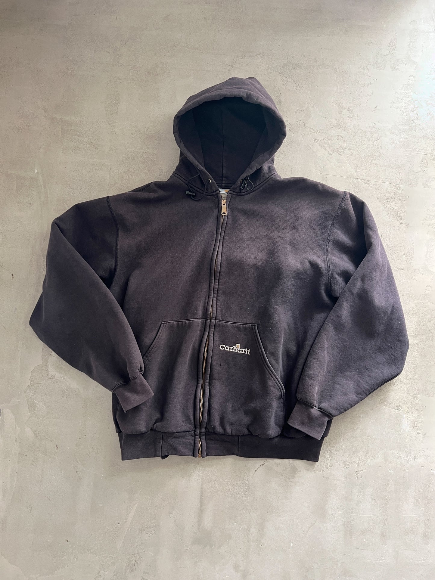 MOCHA CARHARTT ZIP UP HOODIE - 1990S - XL/L