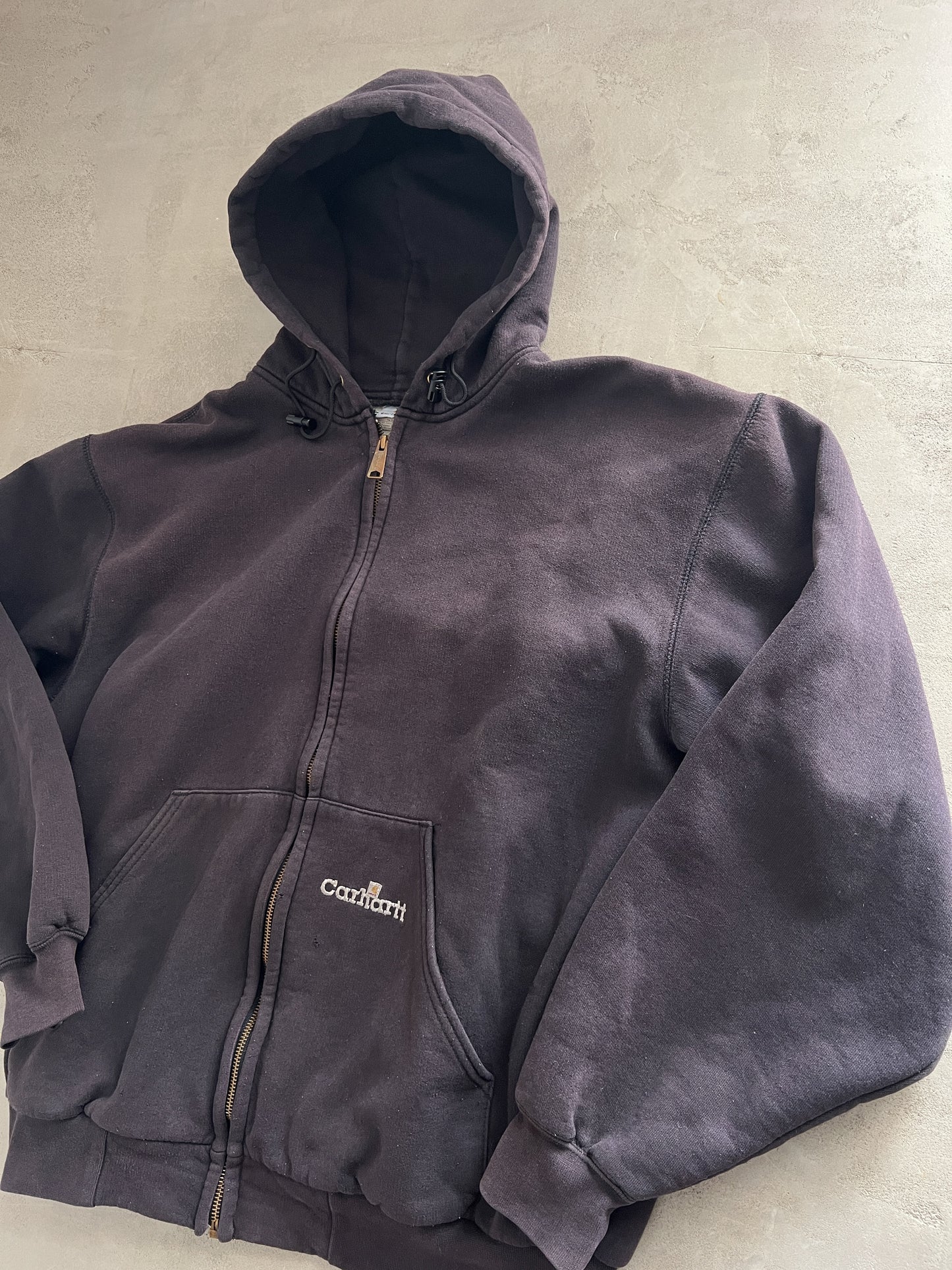 MOCHA CARHARTT ZIP UP HOODIE - 1990S - XL/L