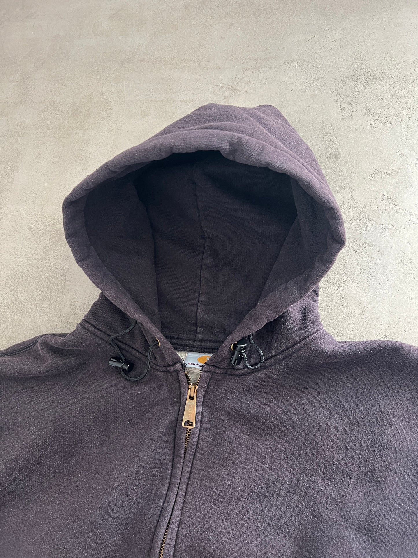 MOCHA CARHARTT ZIP UP HOODIE - 1990S - XL/L