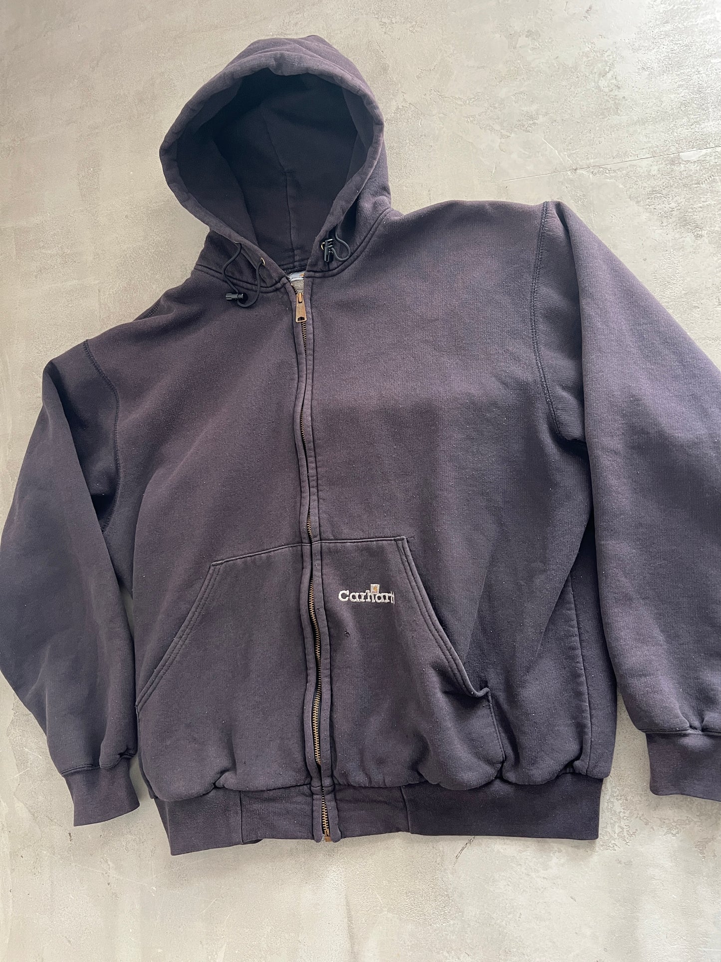 MOCHA CARHARTT ZIP UP HOODIE - 1990S - XL/L