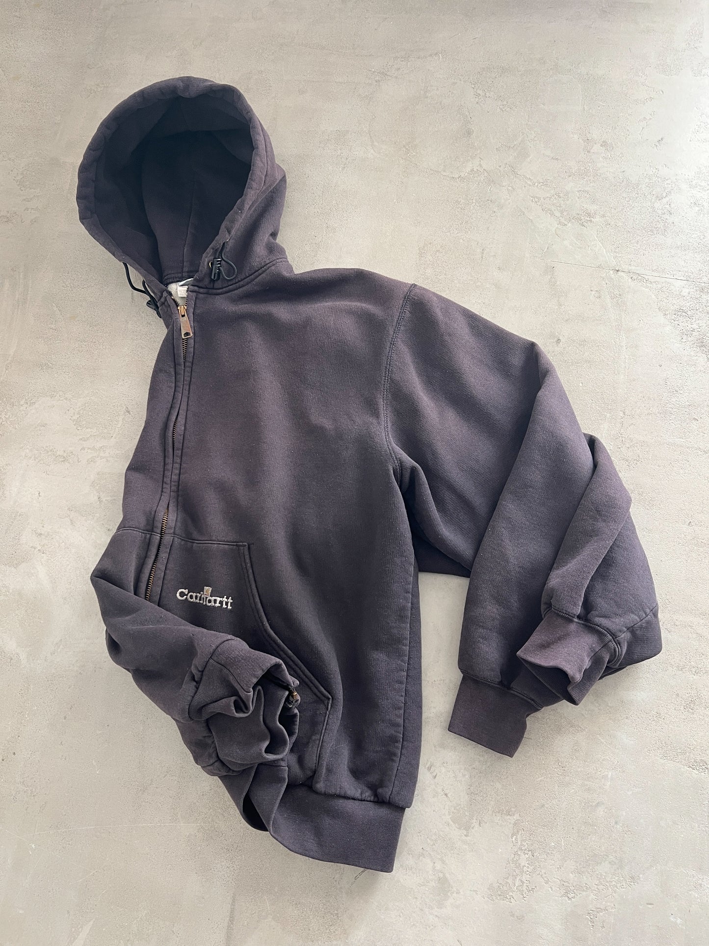 MOCHA CARHARTT ZIP UP HOODIE - 1990S - XL/L