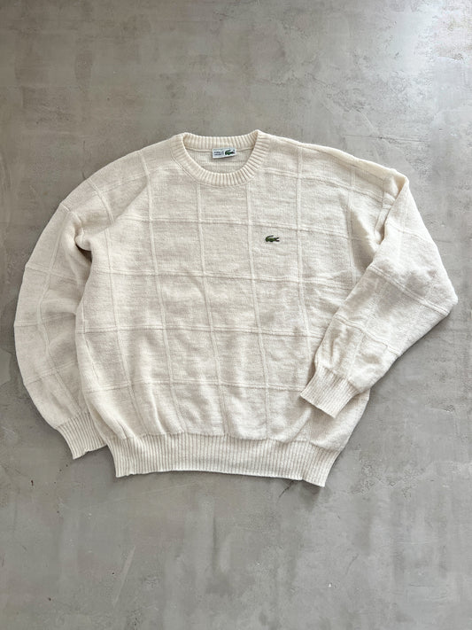 CRÈME LACOSTE KNIT SWEATER - 1990S - L