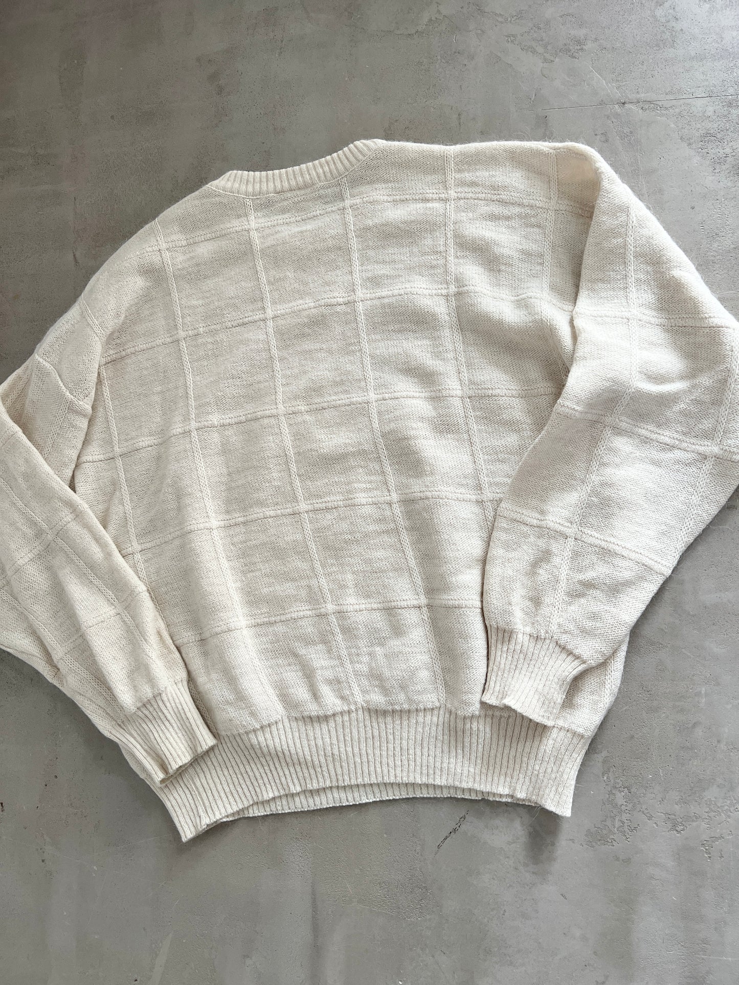 CRÈME LACOSTE KNIT SWEATER - 1990S - L