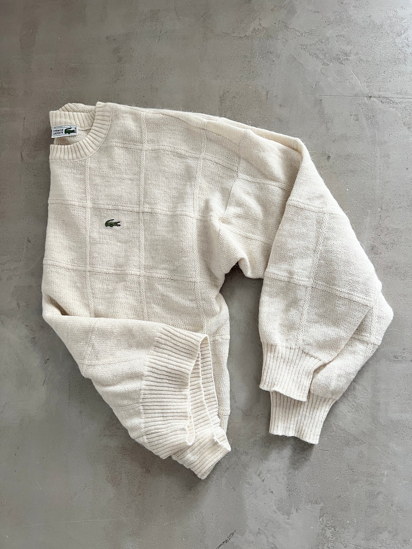 CRÈME LACOSTE KNIT SWEATER - 1990S - L