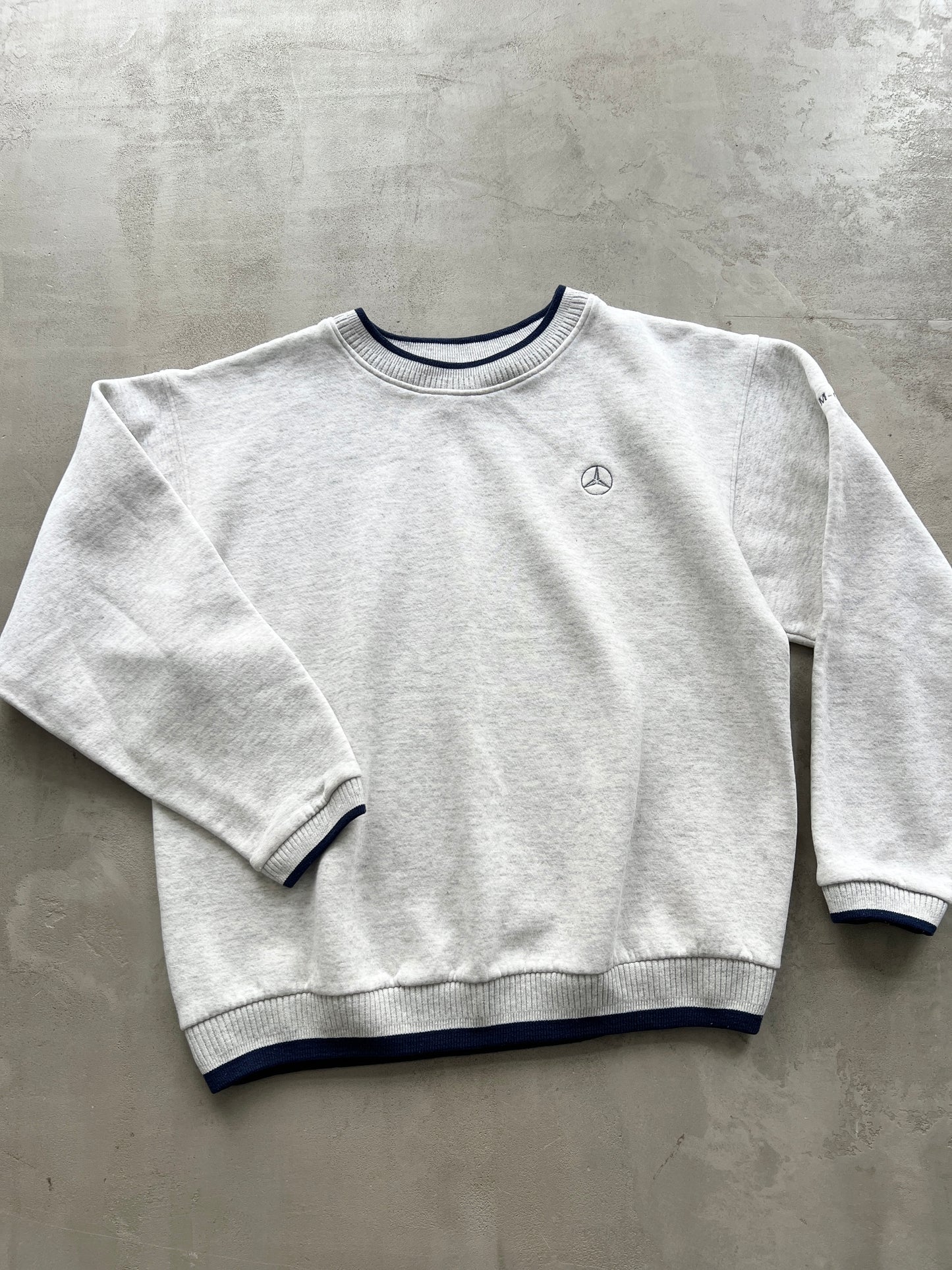 GREY MERCEDES BENZ SWEATER - 1990S - M/L