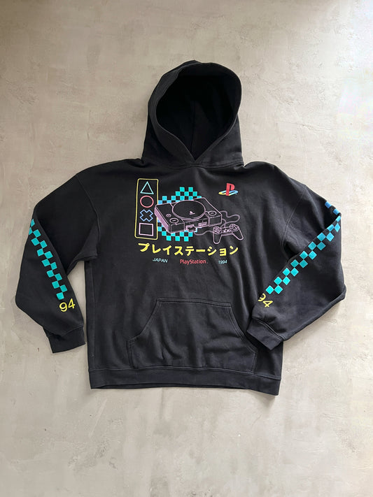 BLACK PLAYSTATION HOODIE - 1990S - M/L