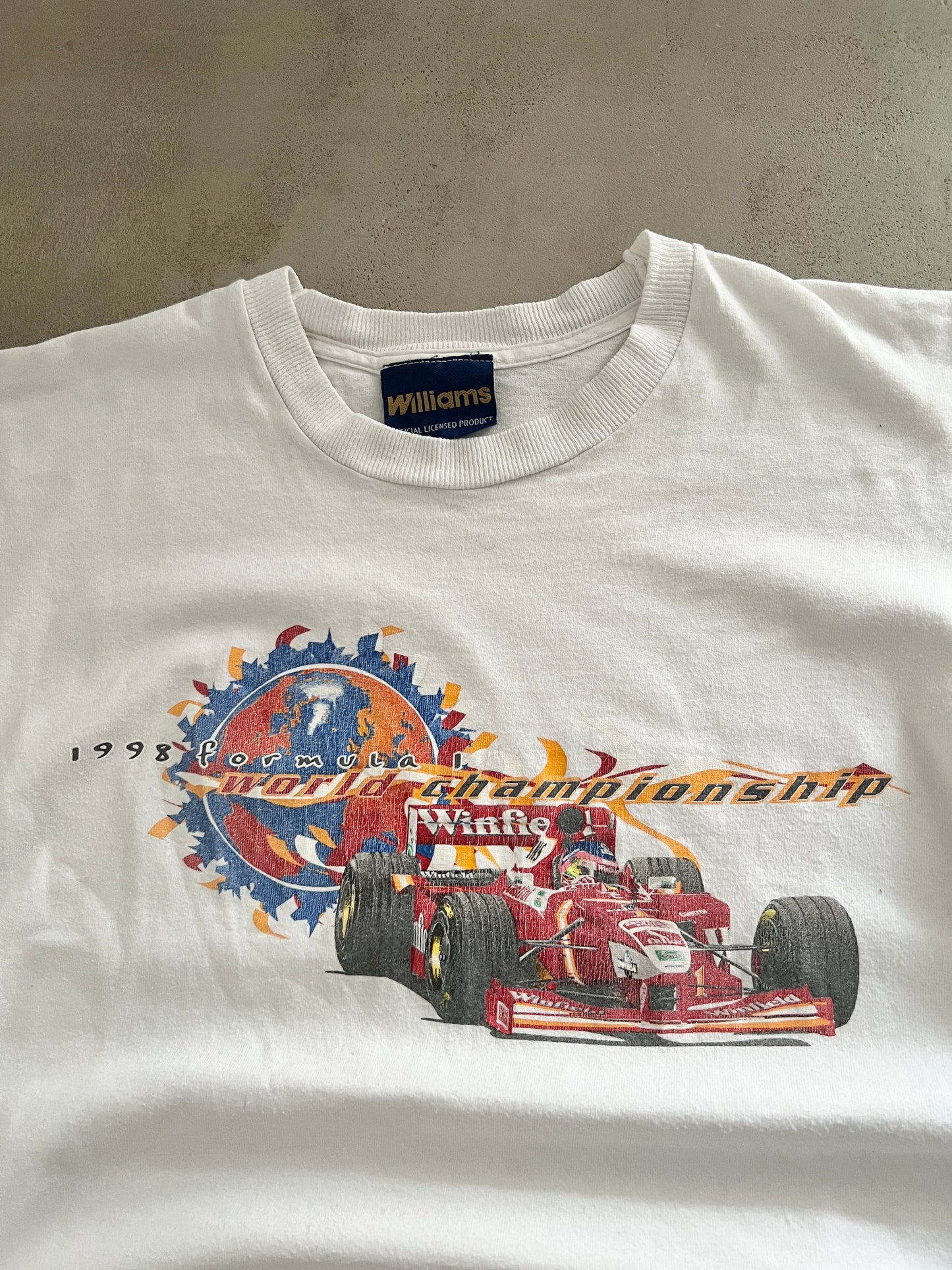 WHITE WILLIAMS RACING TEE - 1990S - M/L