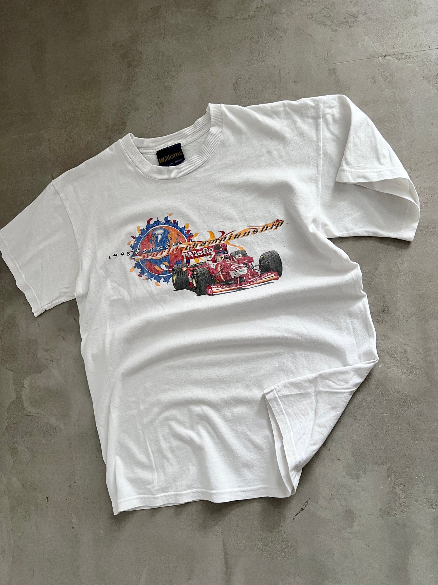 WHITE WILLIAMS RACING TEE - 1990S - M/L