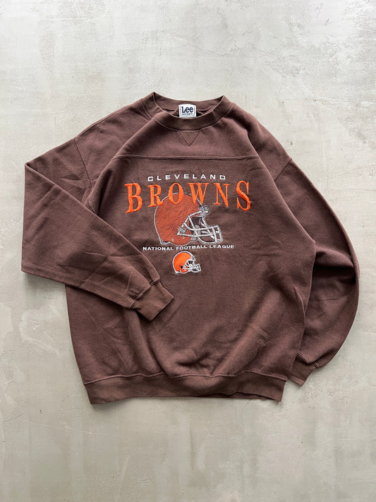 MOCHA CLEVELAND BROWNS SWEATER - 1990S - XL/L