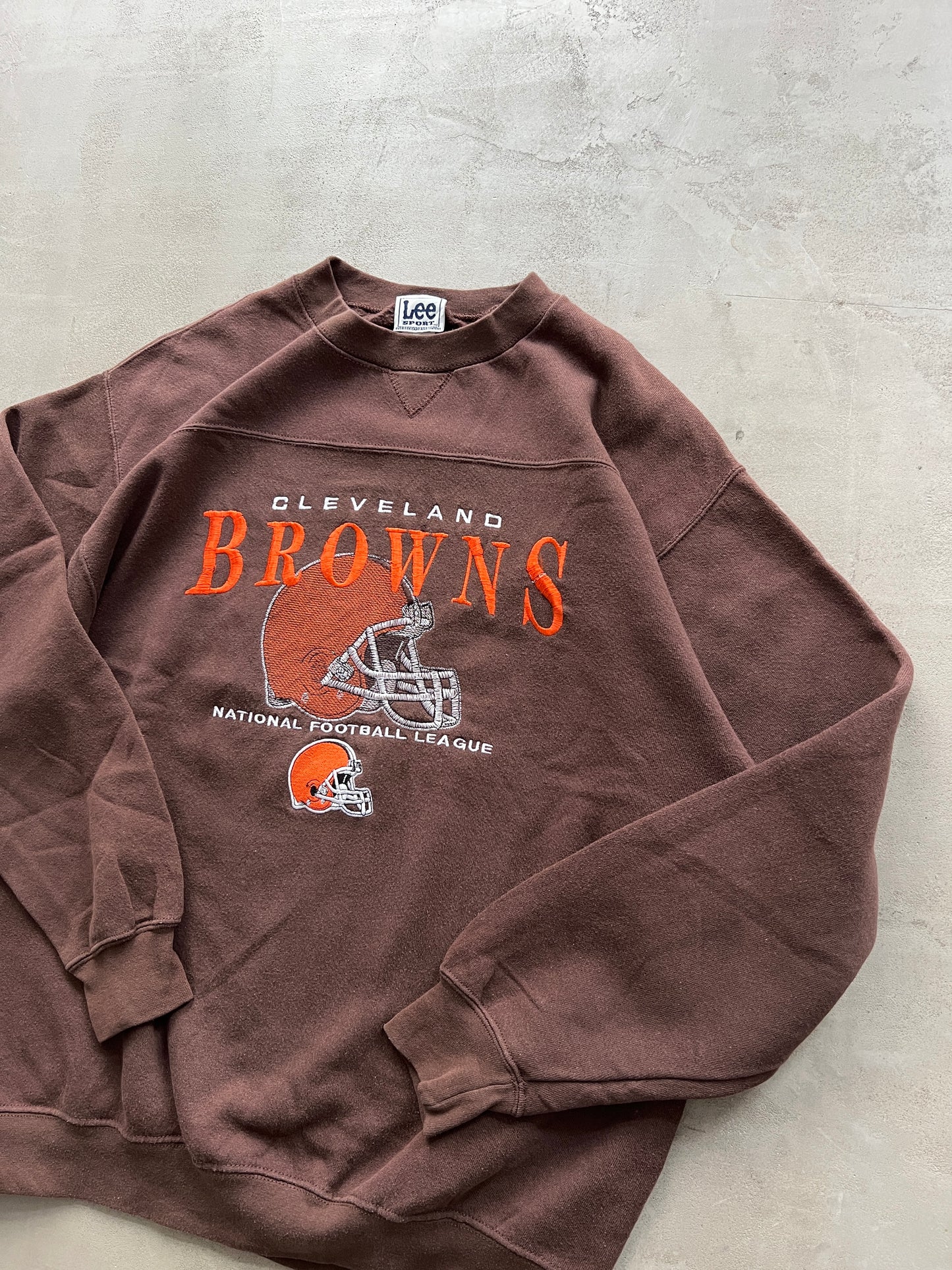 MOCHA CLEVELAND BROWNS SWEATER - 1990S - XL/L