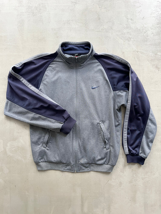 GREY/NAVY NIKE TRACK JACKET - 1990S - M