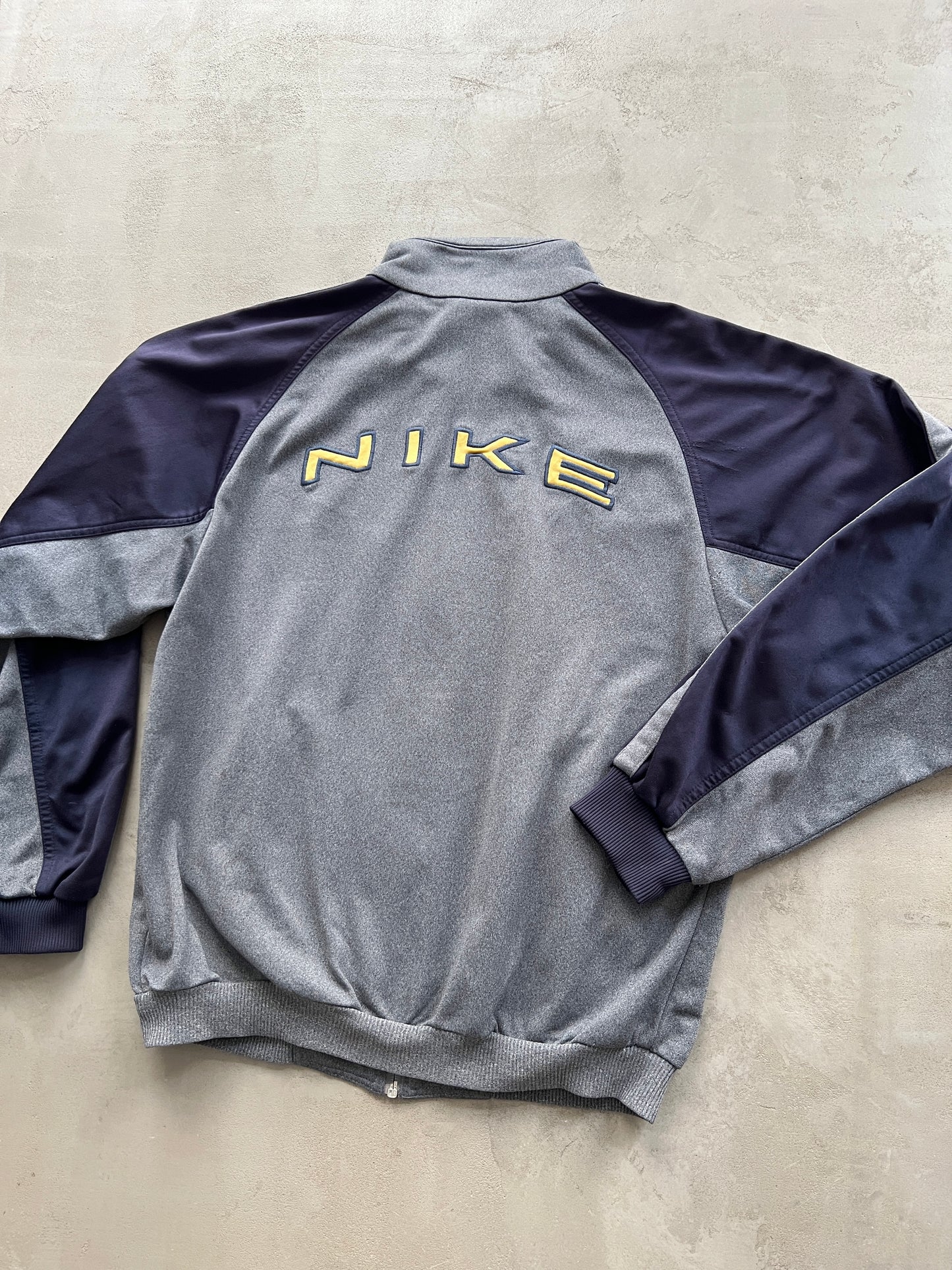 GREY/NAVY NIKE TRACK JACKET - 1990S - M