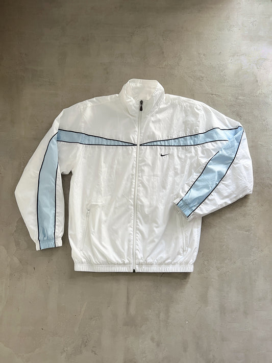 WHITE/BABY BLUE NIKE TRACK JACKET - 2000S - L