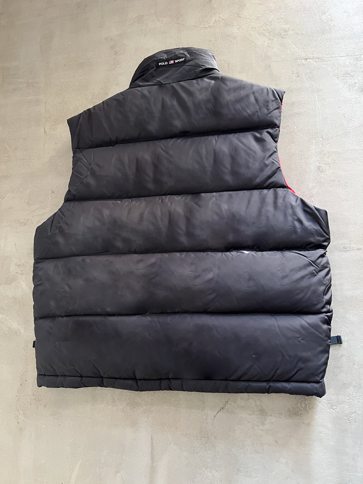 BLACK POLO SPORT PUFFER VEST - 2000S - L/M