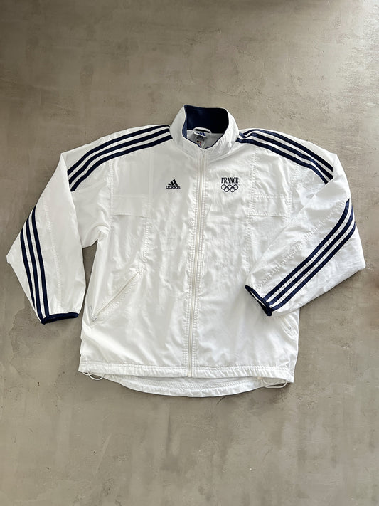 WHITE/NAVY ADIDAS FRANCE JACKET - 2000S - L