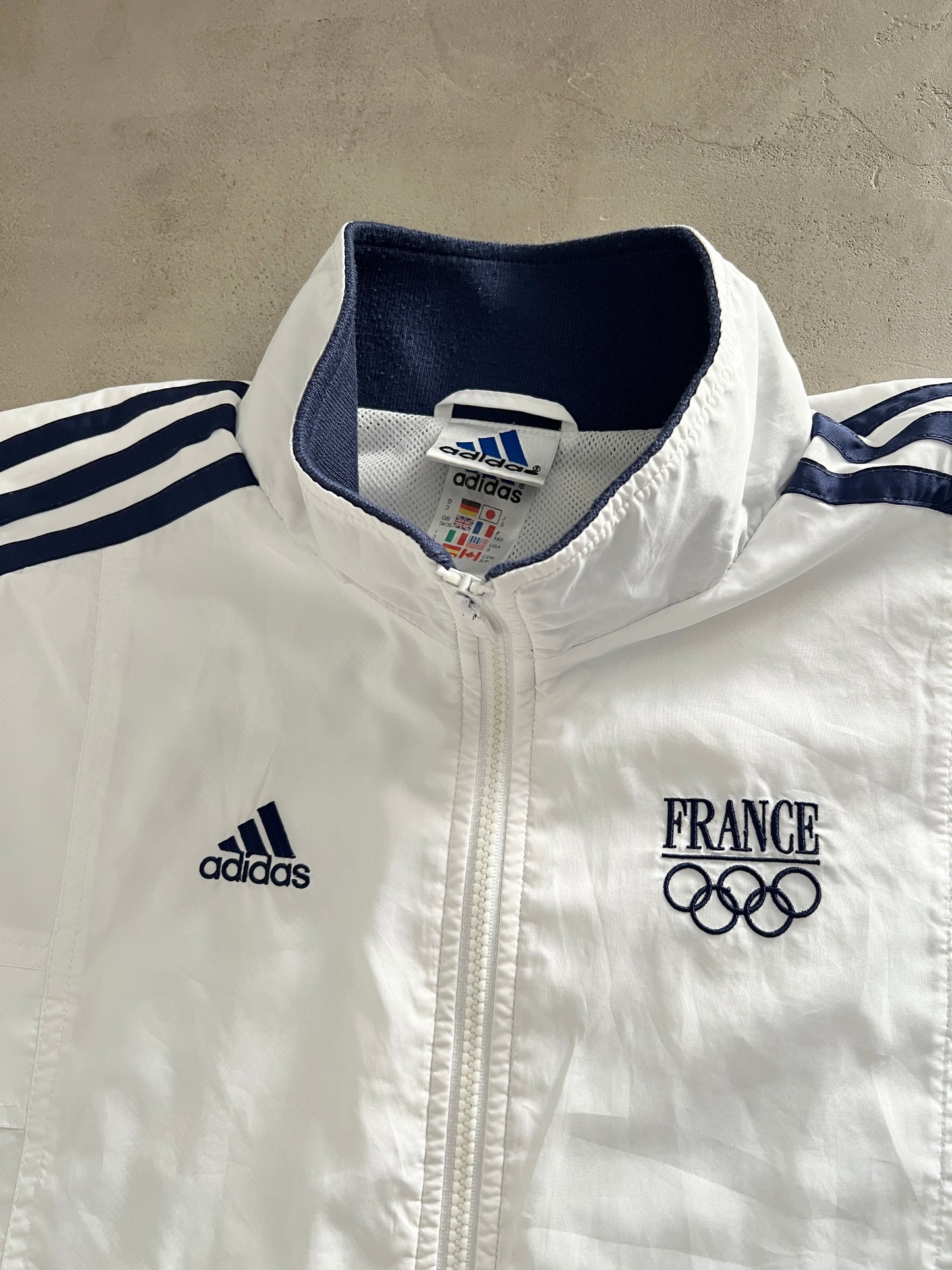 WHITE/NAVY ADIDAS FRANCE JACKET - 2000S - L