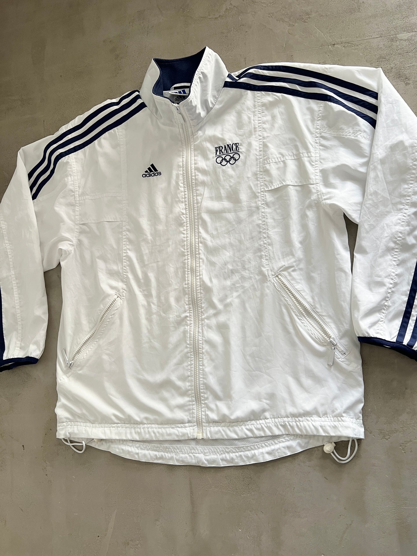 WHITE/NAVY ADIDAS FRANCE JACKET - 2000S - L