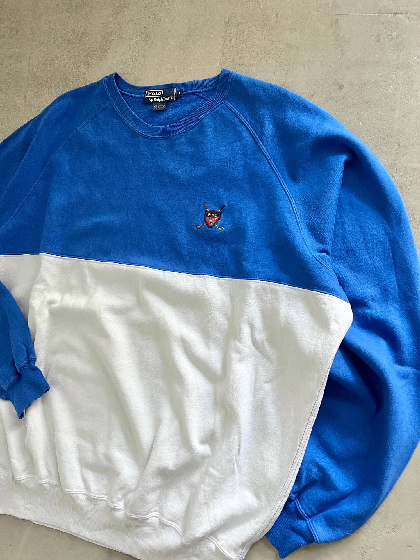 WHITE/BLUE POLO SPORT SWEATER - 2000S - XL