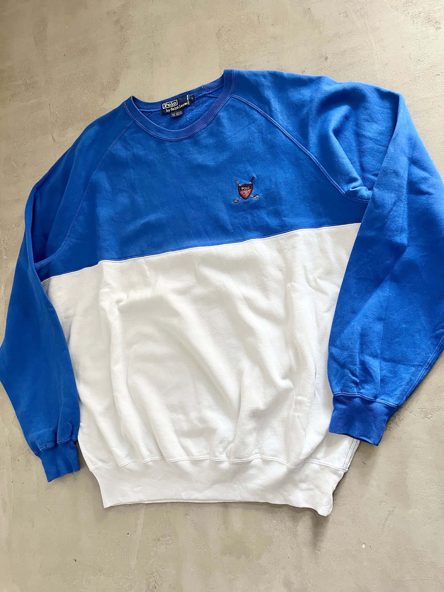 WHITE/BLUE POLO SPORT SWEATER - 2000S - XL