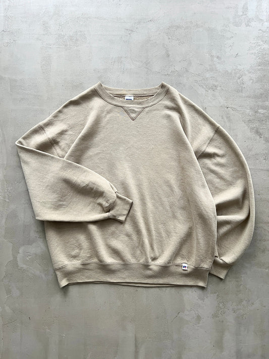 TAN RUSSELL ATHLETIC SWEATER - 1990S - L