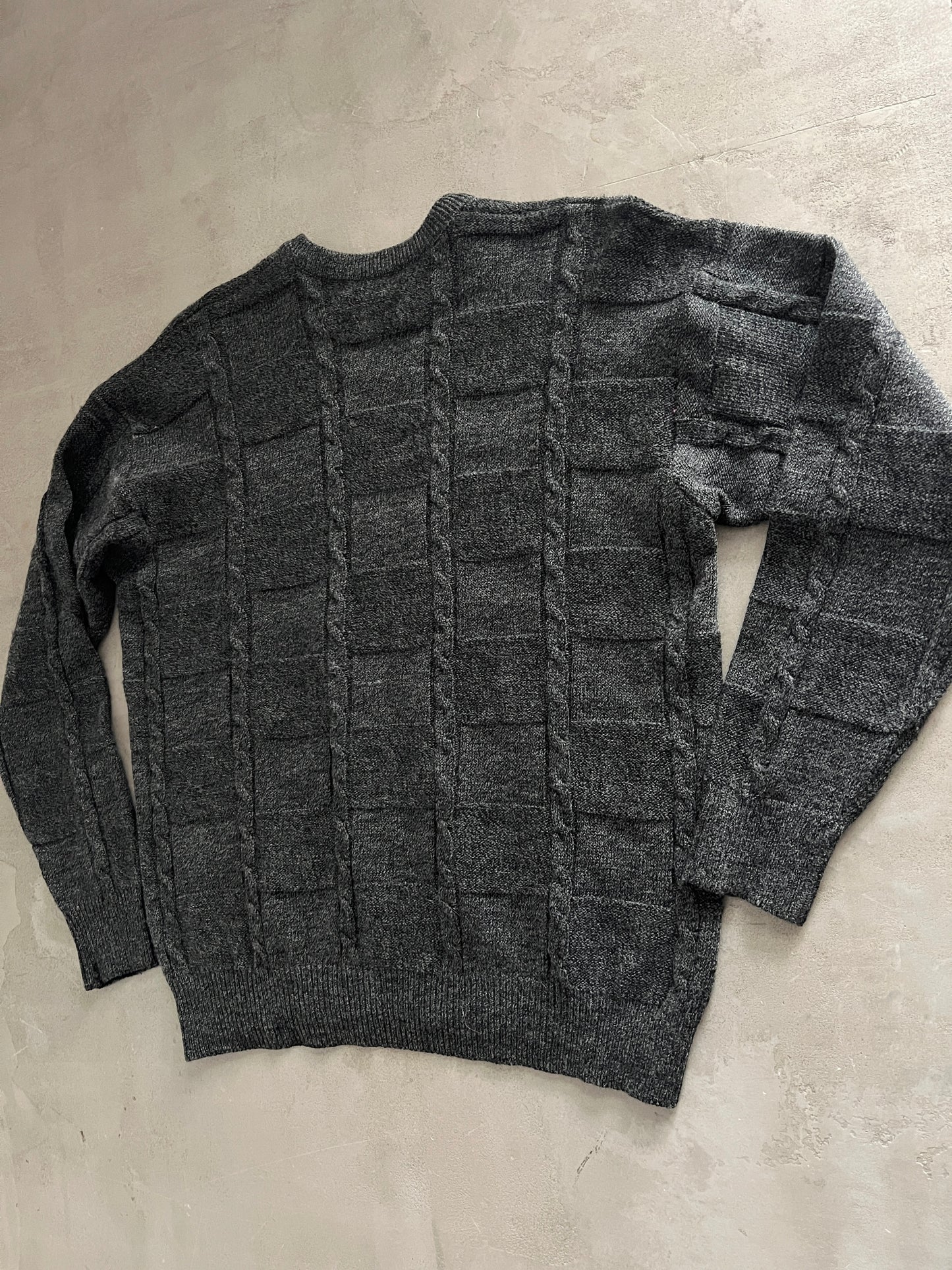 GREY LACOSTE KNIT SWEATER - 2000S - M