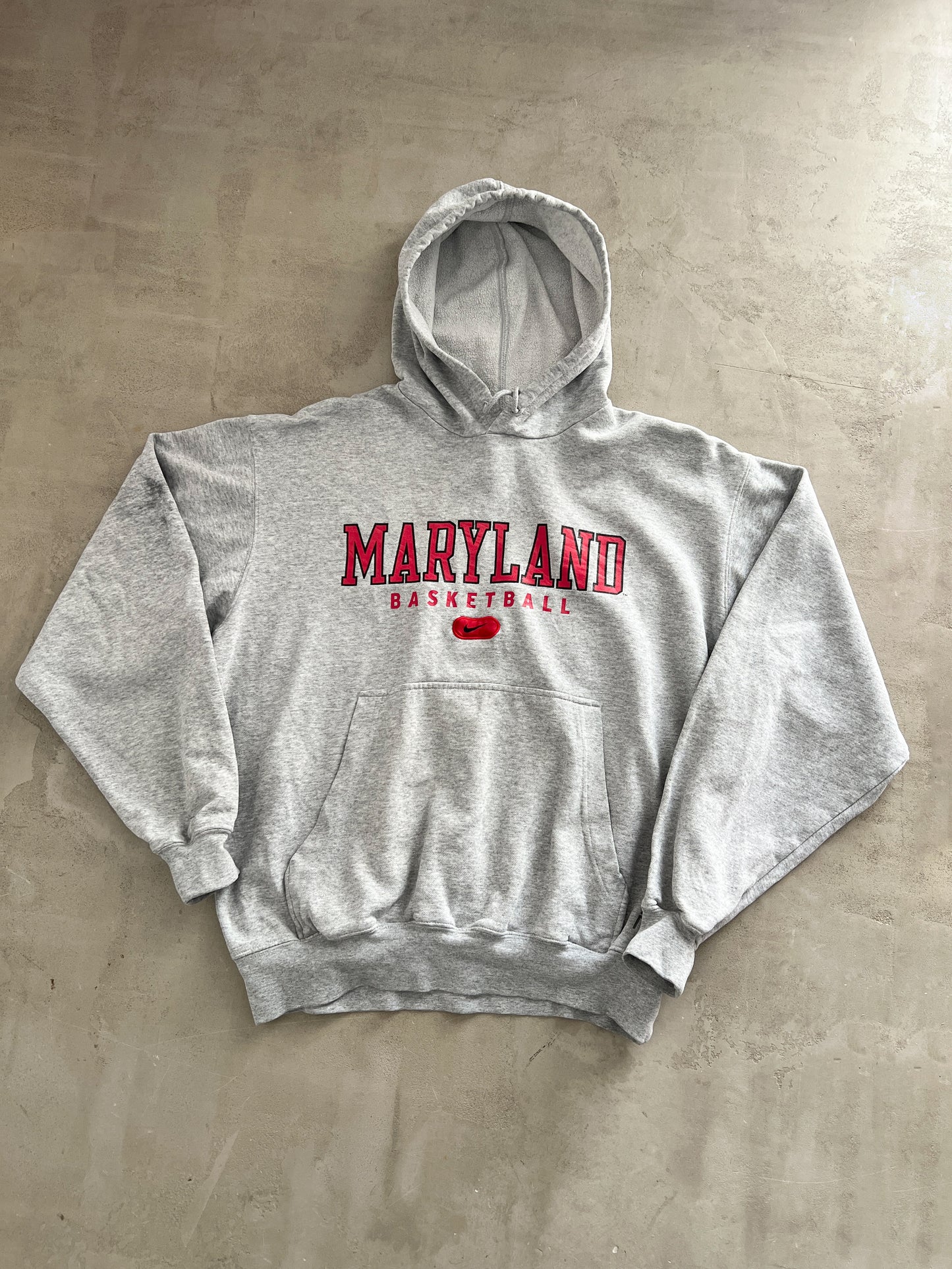 GREY NIKE MARYLAND BASKETBALL HOODIE - 1990S - M