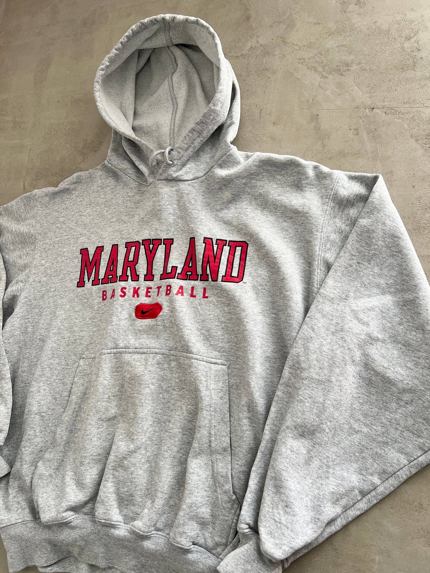 GREY NIKE MARYLAND BASKETBALL HOODIE - 1990S - M