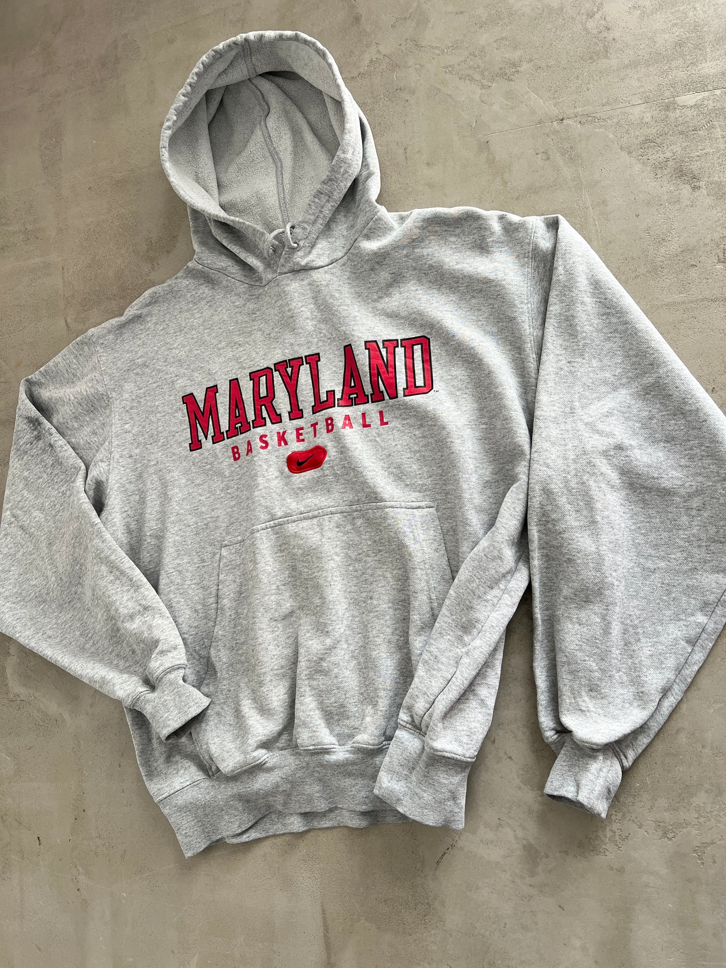 GREY NIKE MARYLAND BASKETBALL HOODIE - 1990S - M