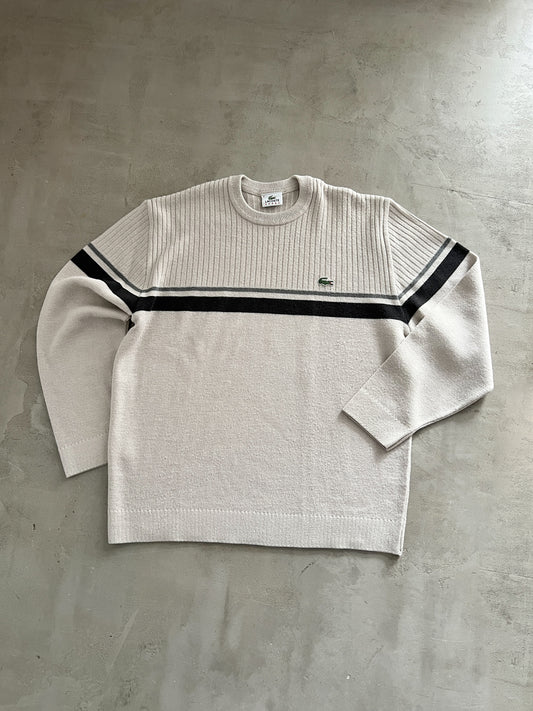 CREME LACOSTE KNIT SWEATER - 2000S - L