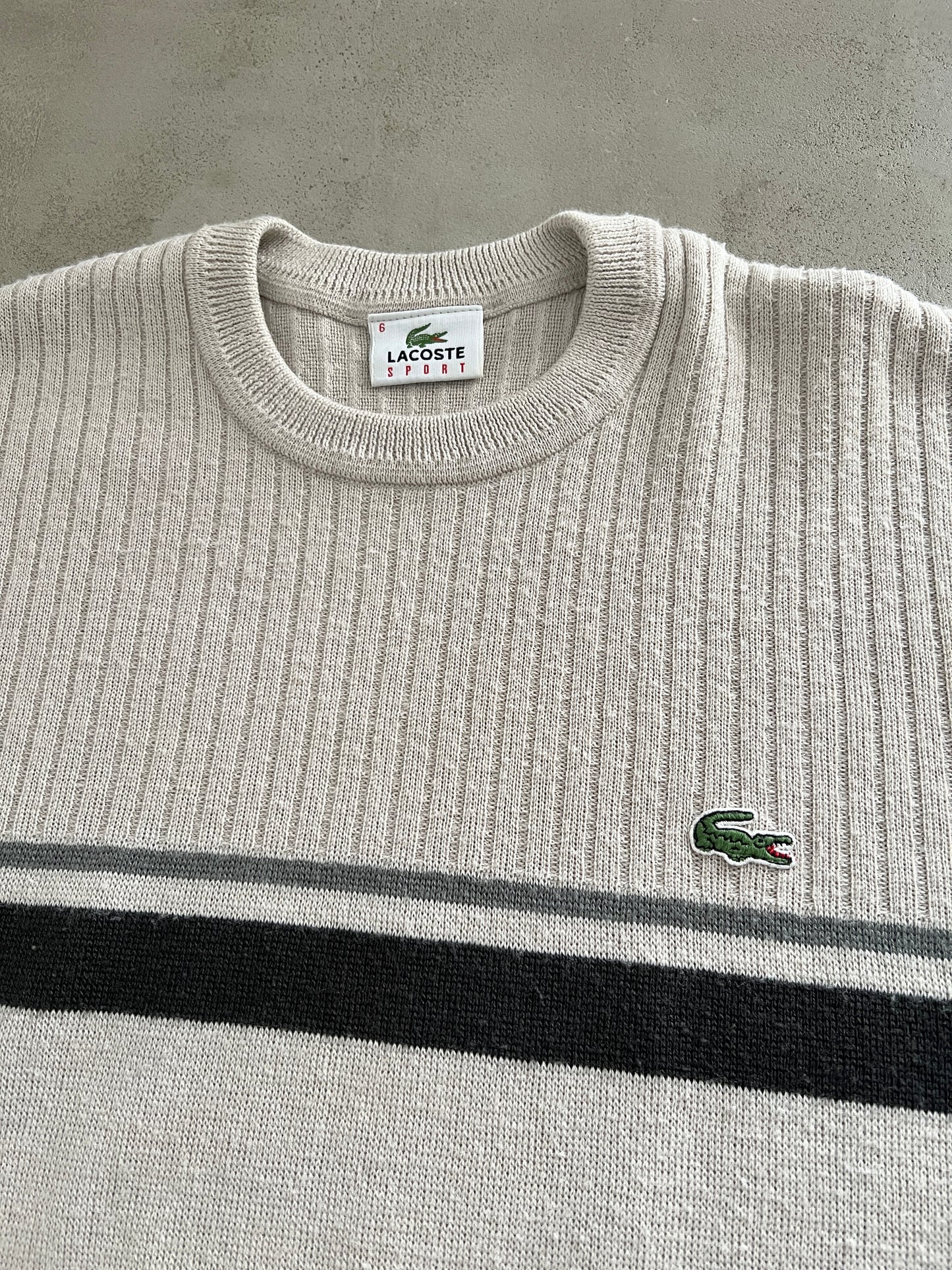 CREME LACOSTE KNIT SWEATER - 2000S - L