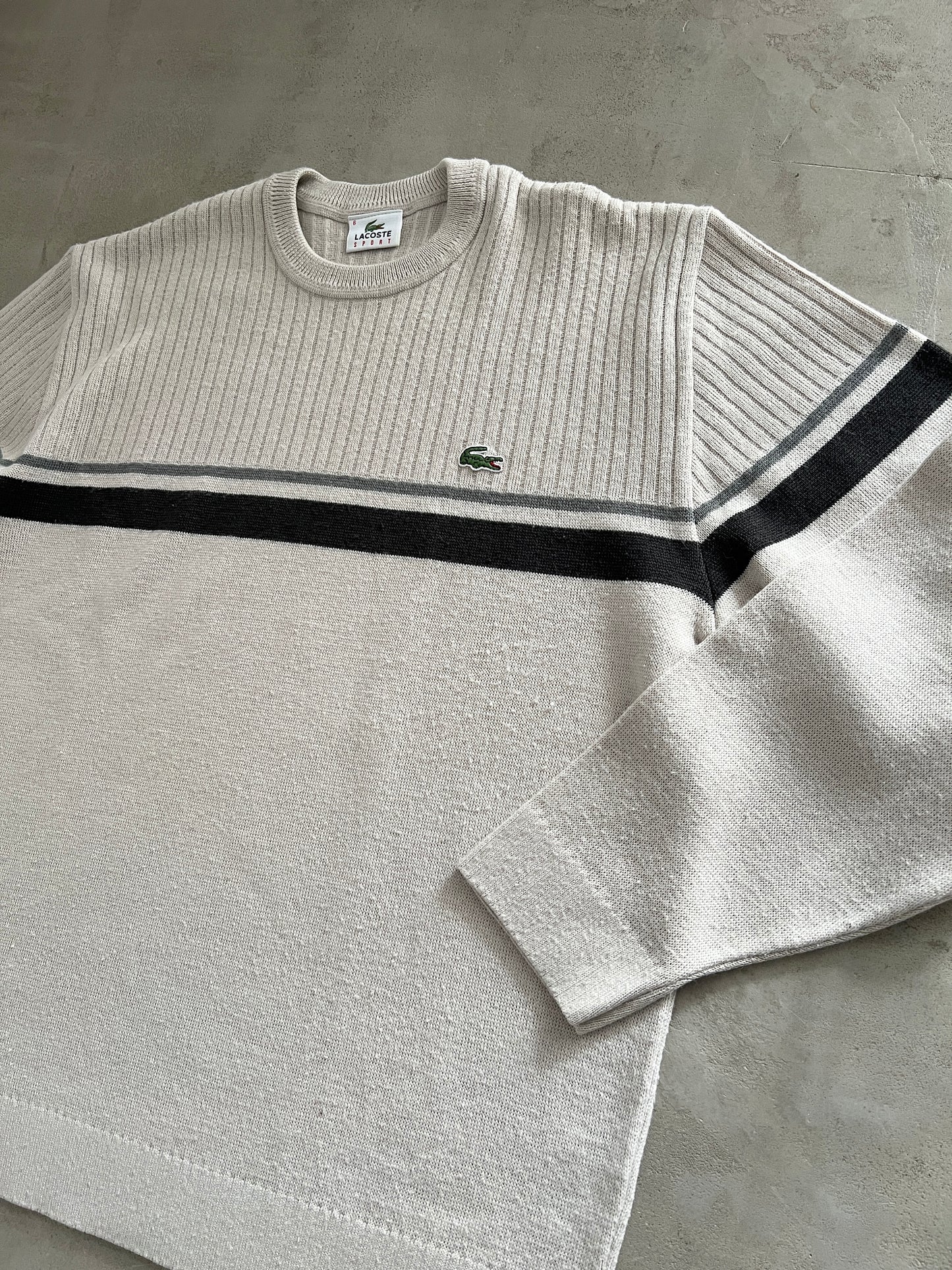 CREME LACOSTE KNIT SWEATER - 2000S - L