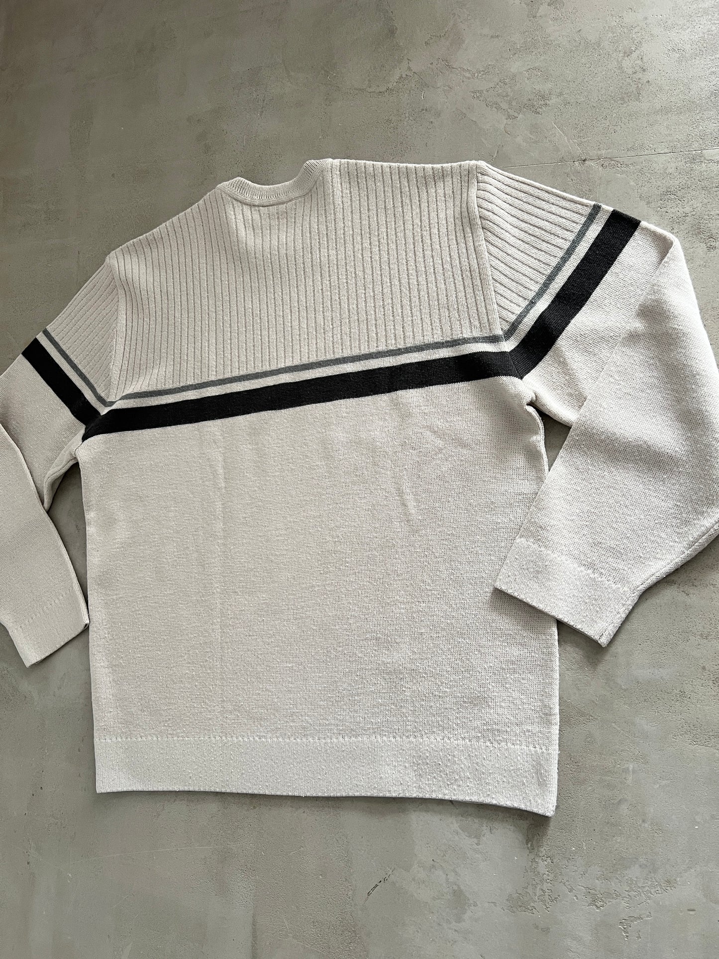 CREME LACOSTE KNIT SWEATER - 2000S - L