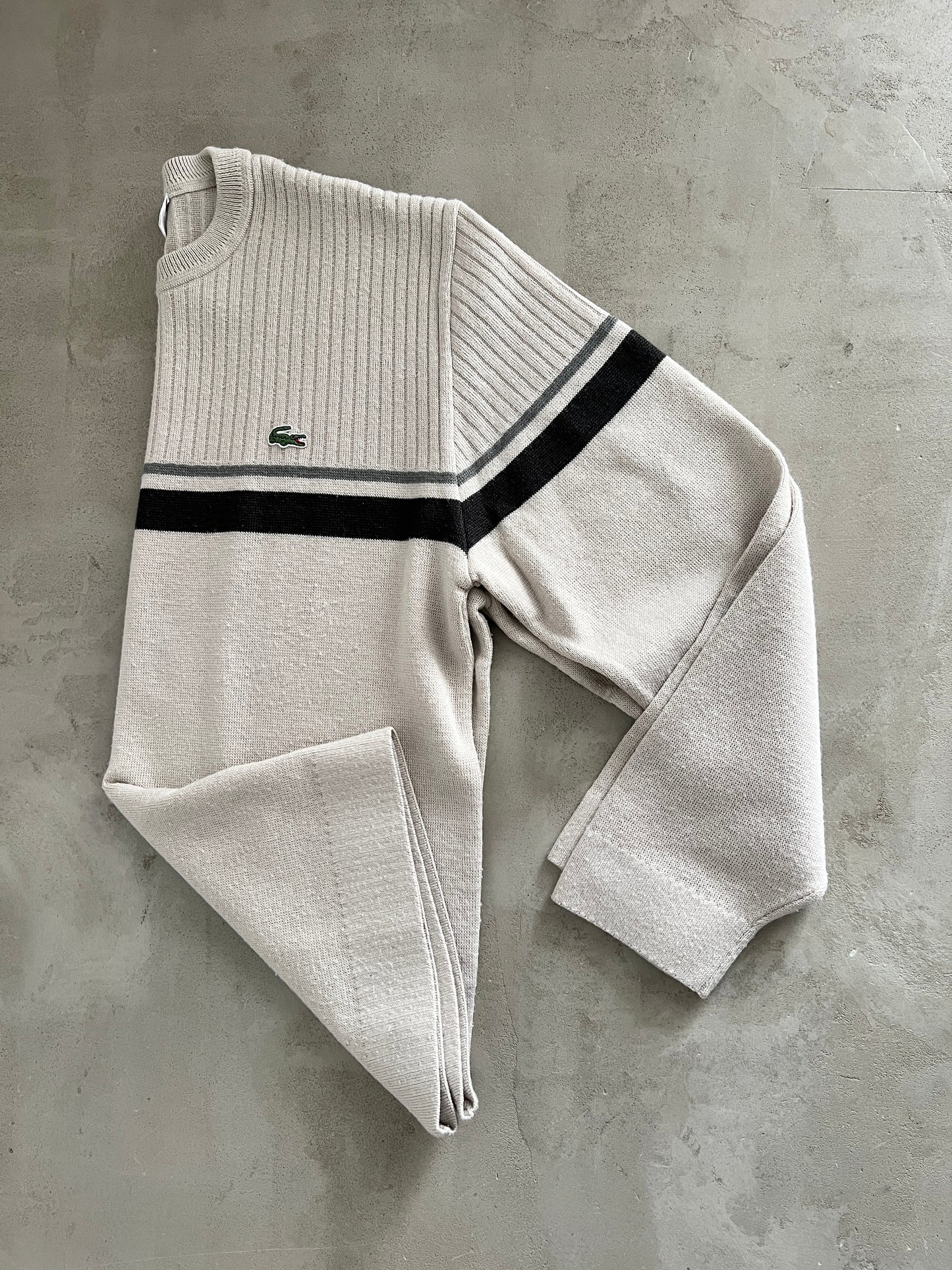 CREME LACOSTE KNIT SWEATER - 2000S - L