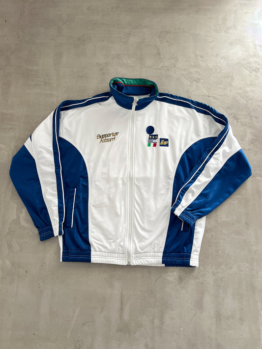 WHITE/BLUE ITALY TRACK JACKET - 1990S - L