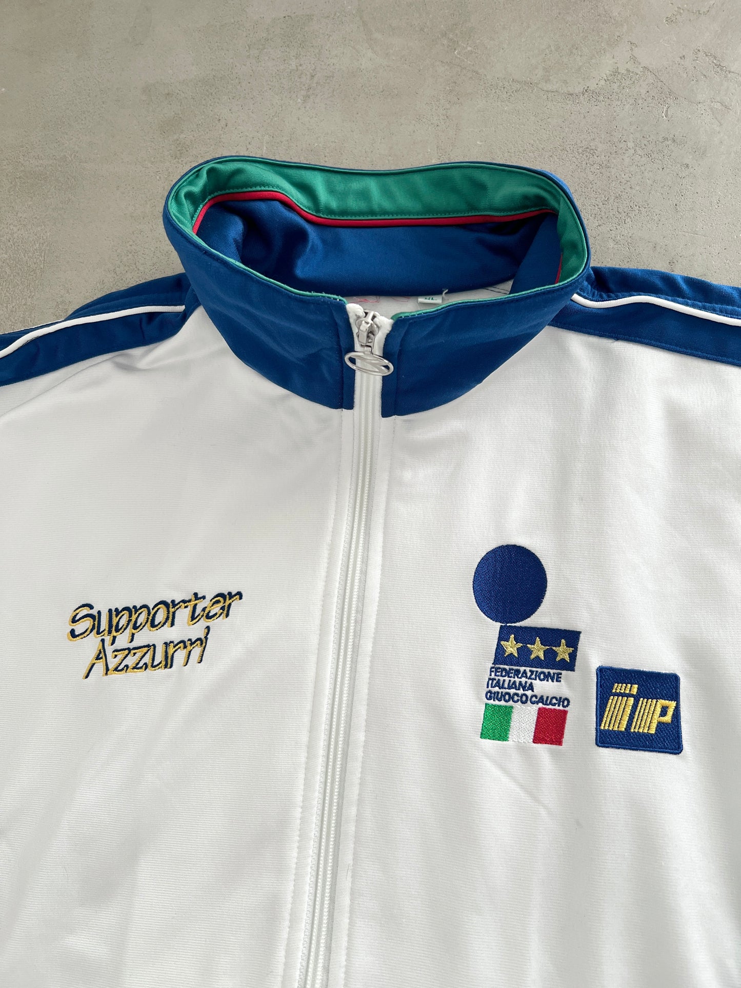 WHITE/BLUE ITALY TRACK JACKET - 1990S - L