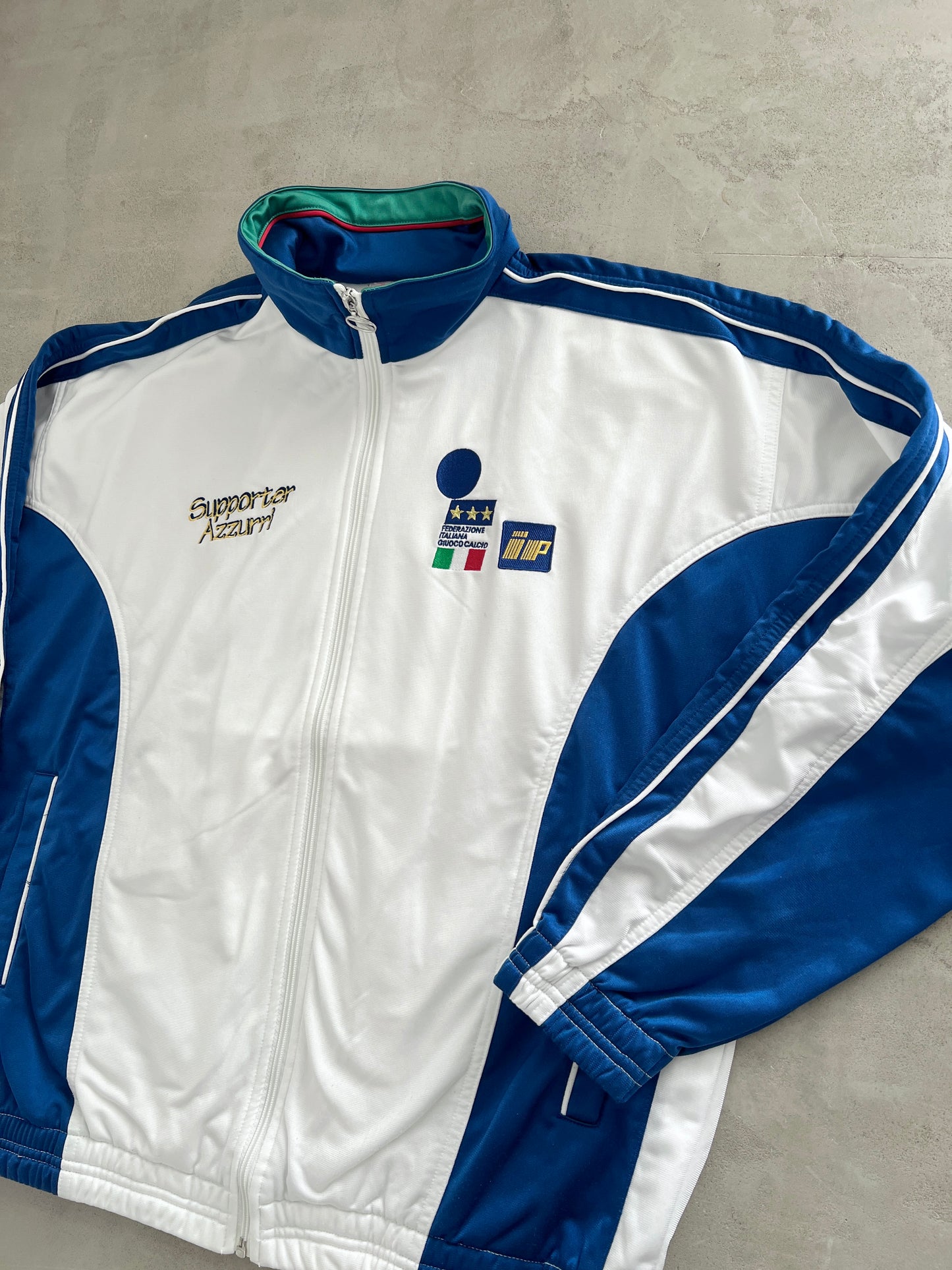 WHITE/BLUE ITALY TRACK JACKET - 1990S - L