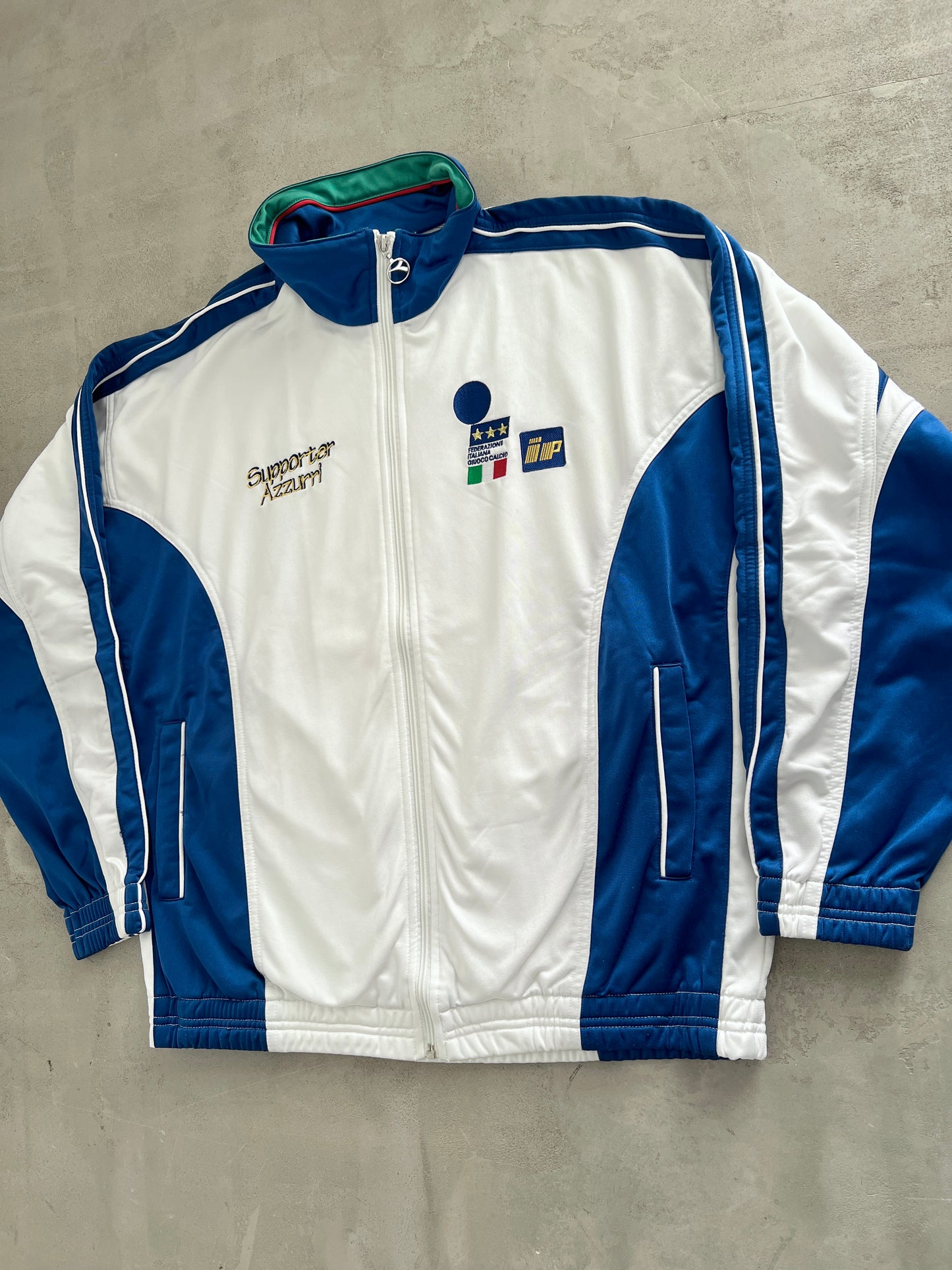 WHITE/BLUE ITALY TRACK JACKET - 1990S - L