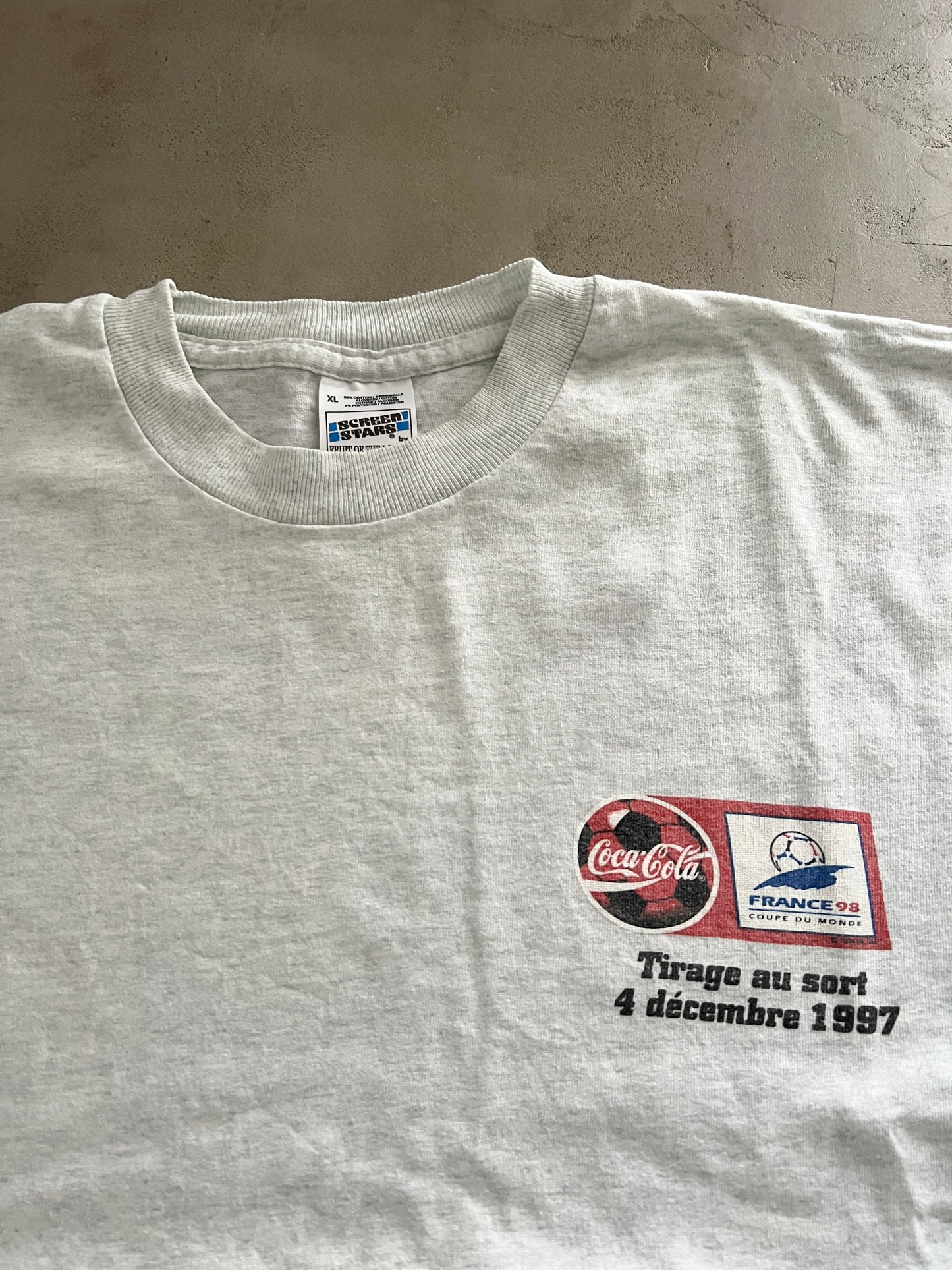 GREY COCA COLA X WORLD CUP '98 TEE - 1990S - XL