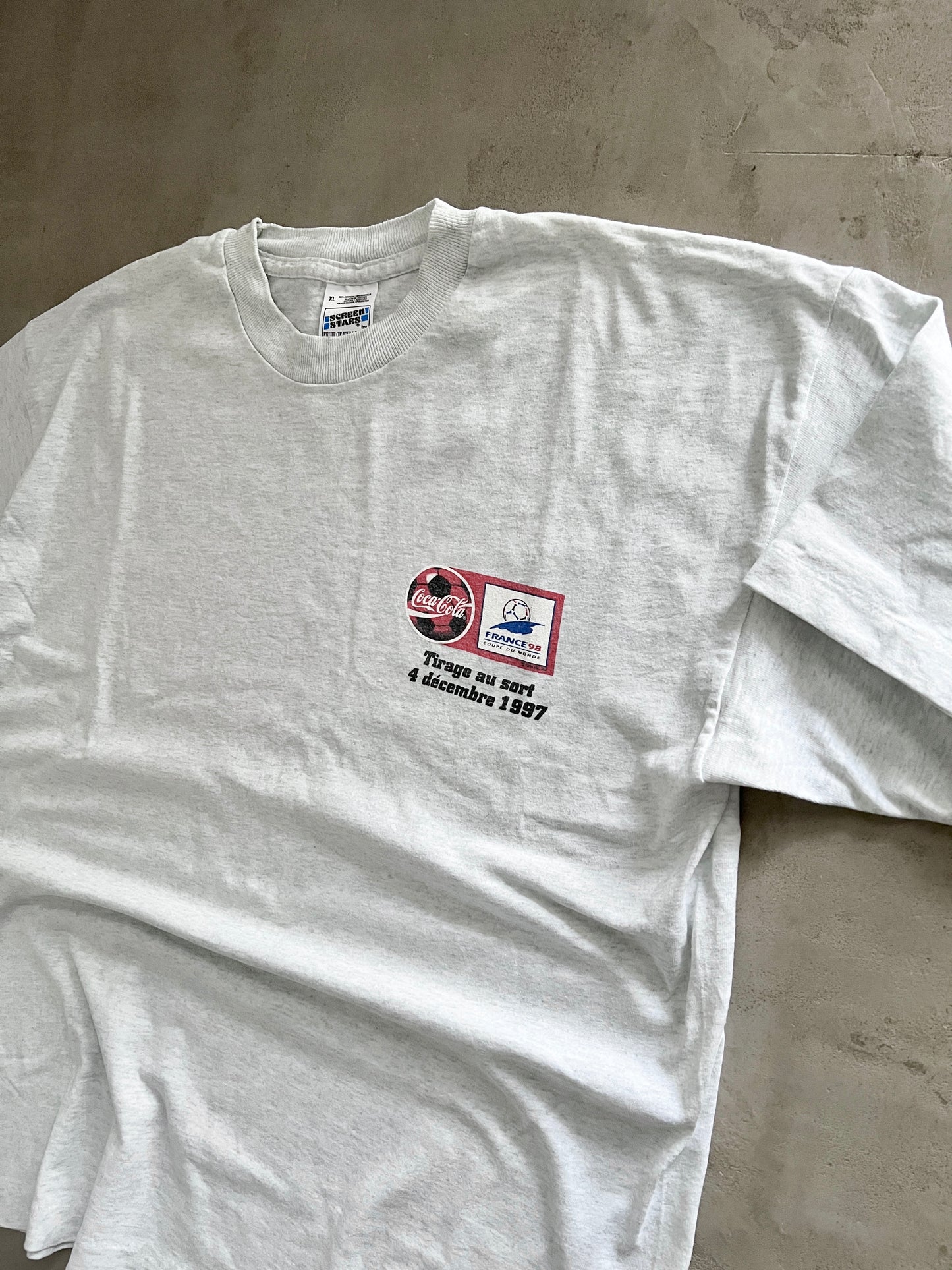 GREY COCA COLA X WORLD CUP '98 TEE - 1990S - XL