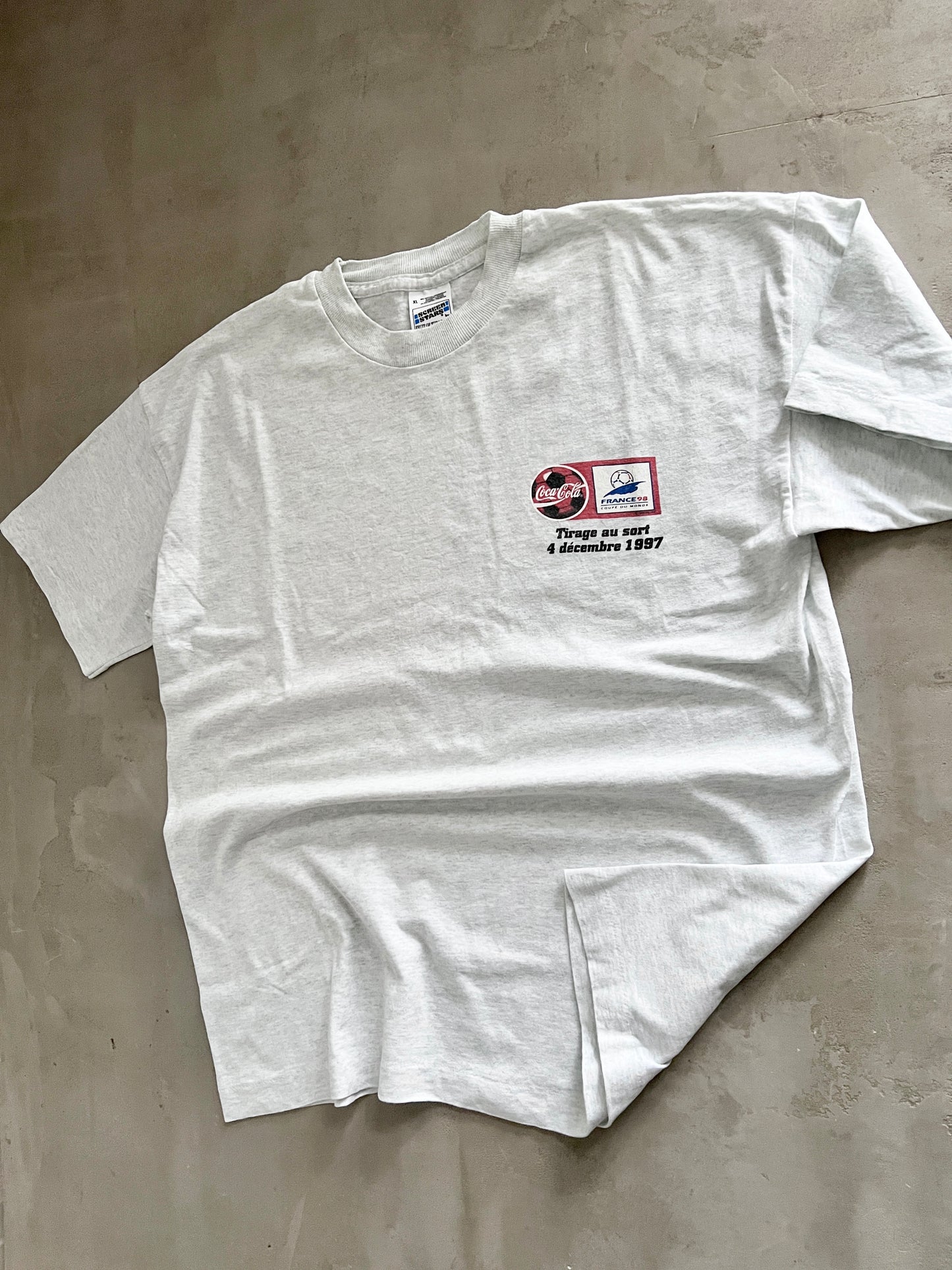 GREY COCA COLA X WORLD CUP '98 TEE - 1990S - XL