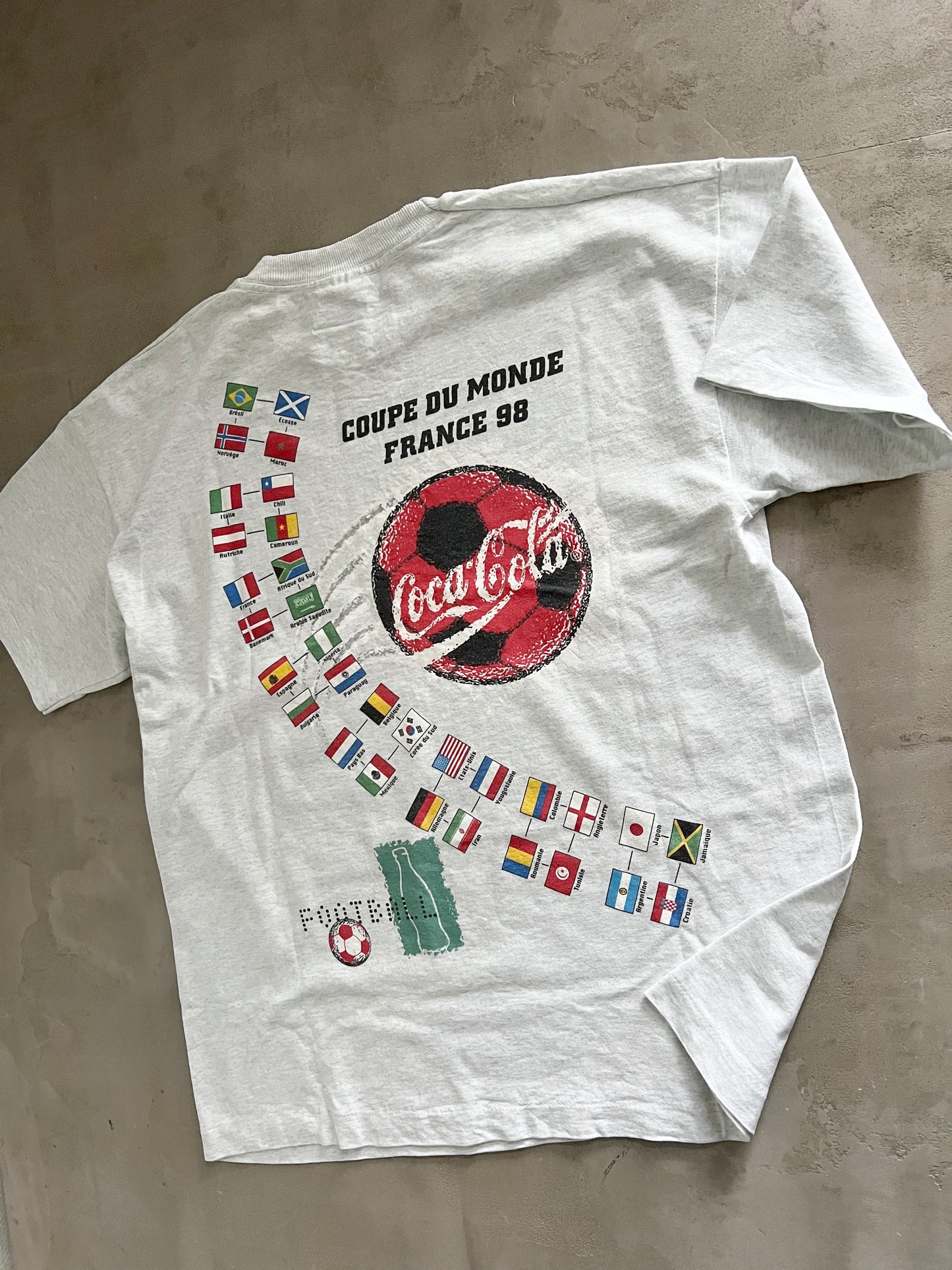 GREY COCA COLA X WORLD CUP '98 TEE - 1990S - XL