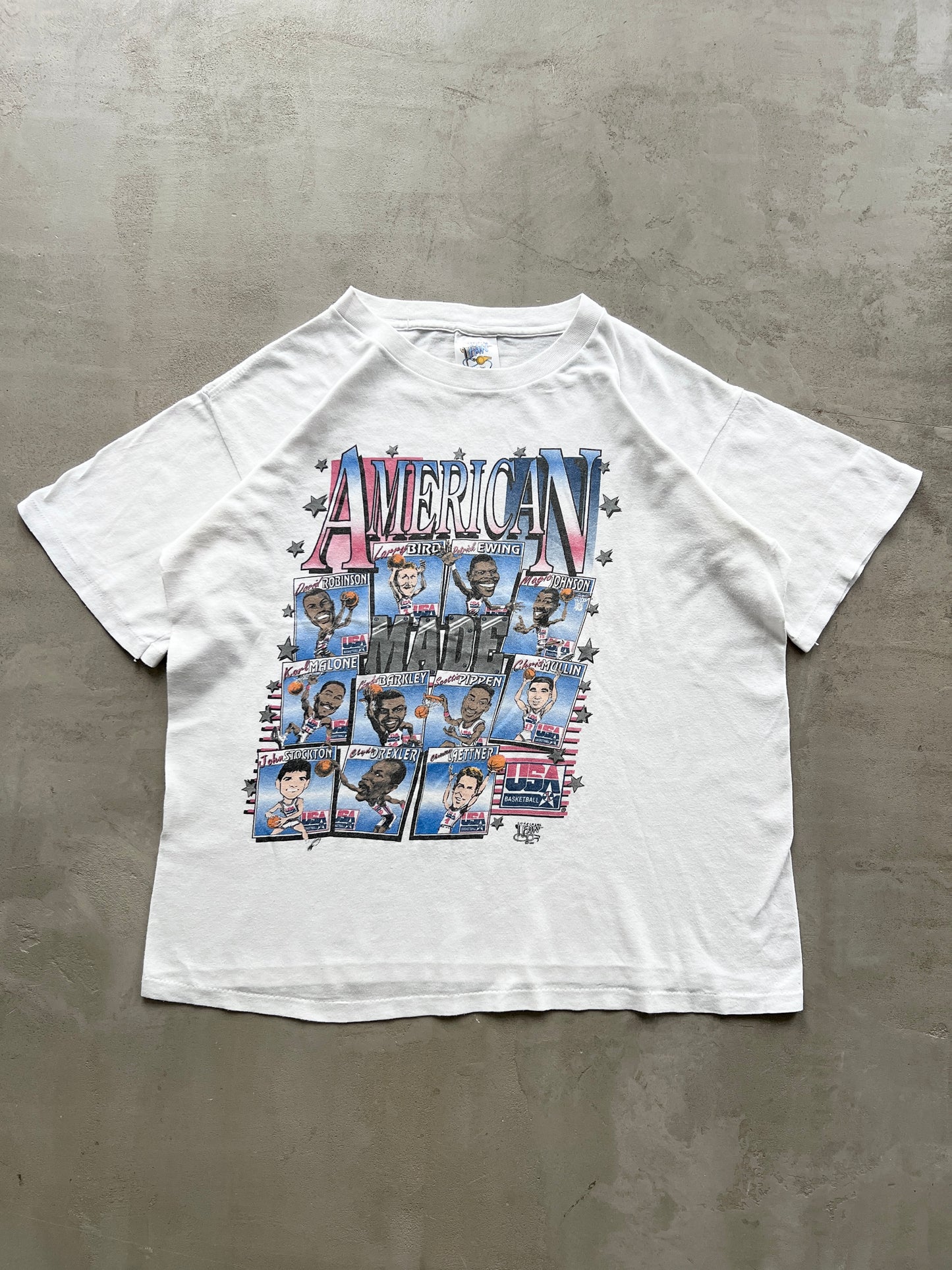 WHITE USA BASKETBALL TEE - 1990S - M