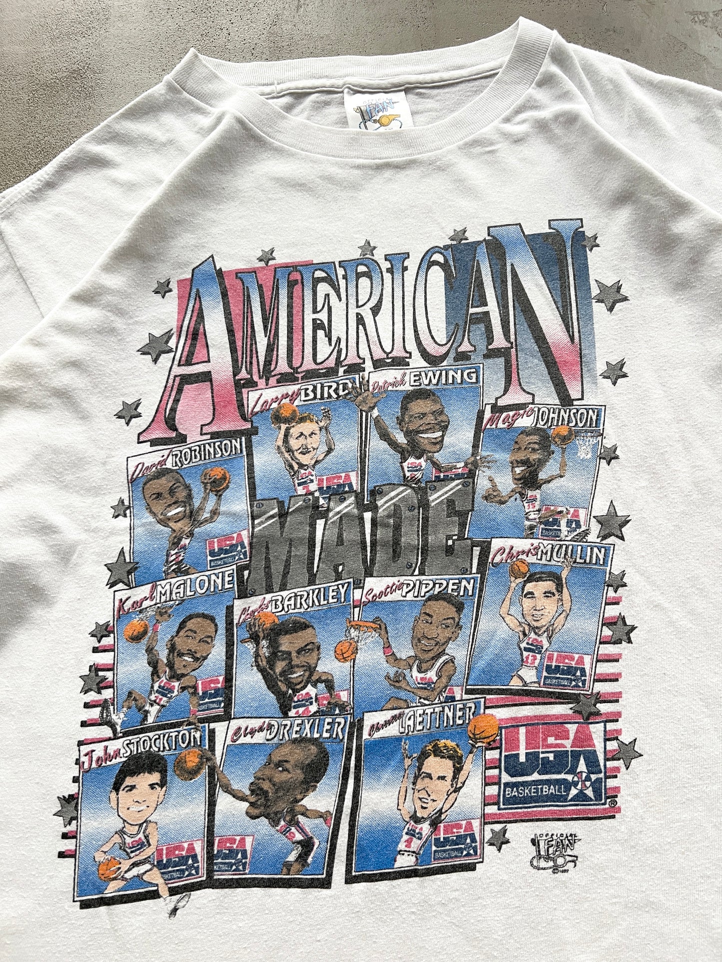 WHITE USA BASKETBALL TEE - 1990S - M