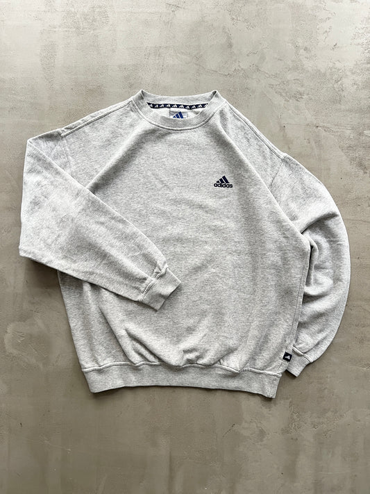 GREY ADIDAS SWEATER - 1990S - L