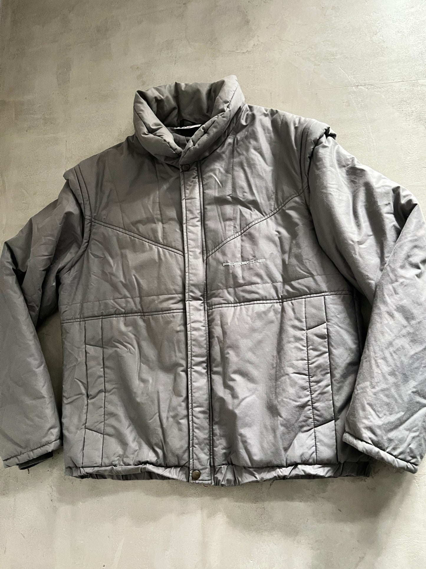 MOCHA PORSCHE PUFFER JACKET & VEST - 1980S - L