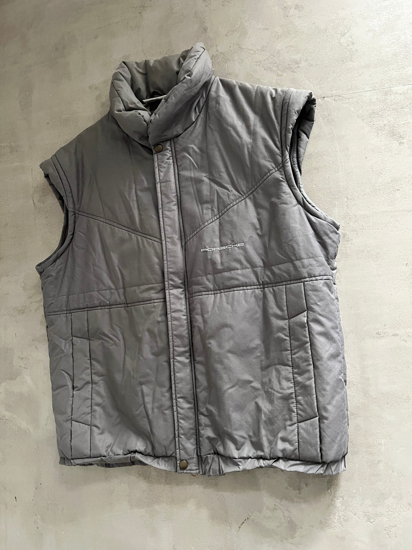 MOCHA PORSCHE PUFFER JACKET & VEST - 1980S - L