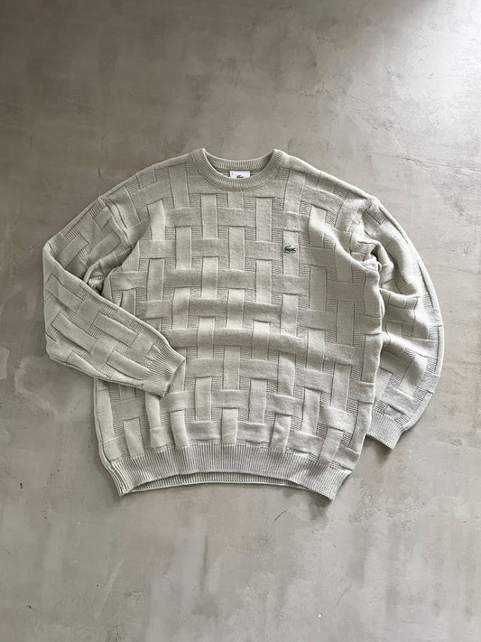 CREME LACOSTE KNIT SWEATER - 2000S - L/M