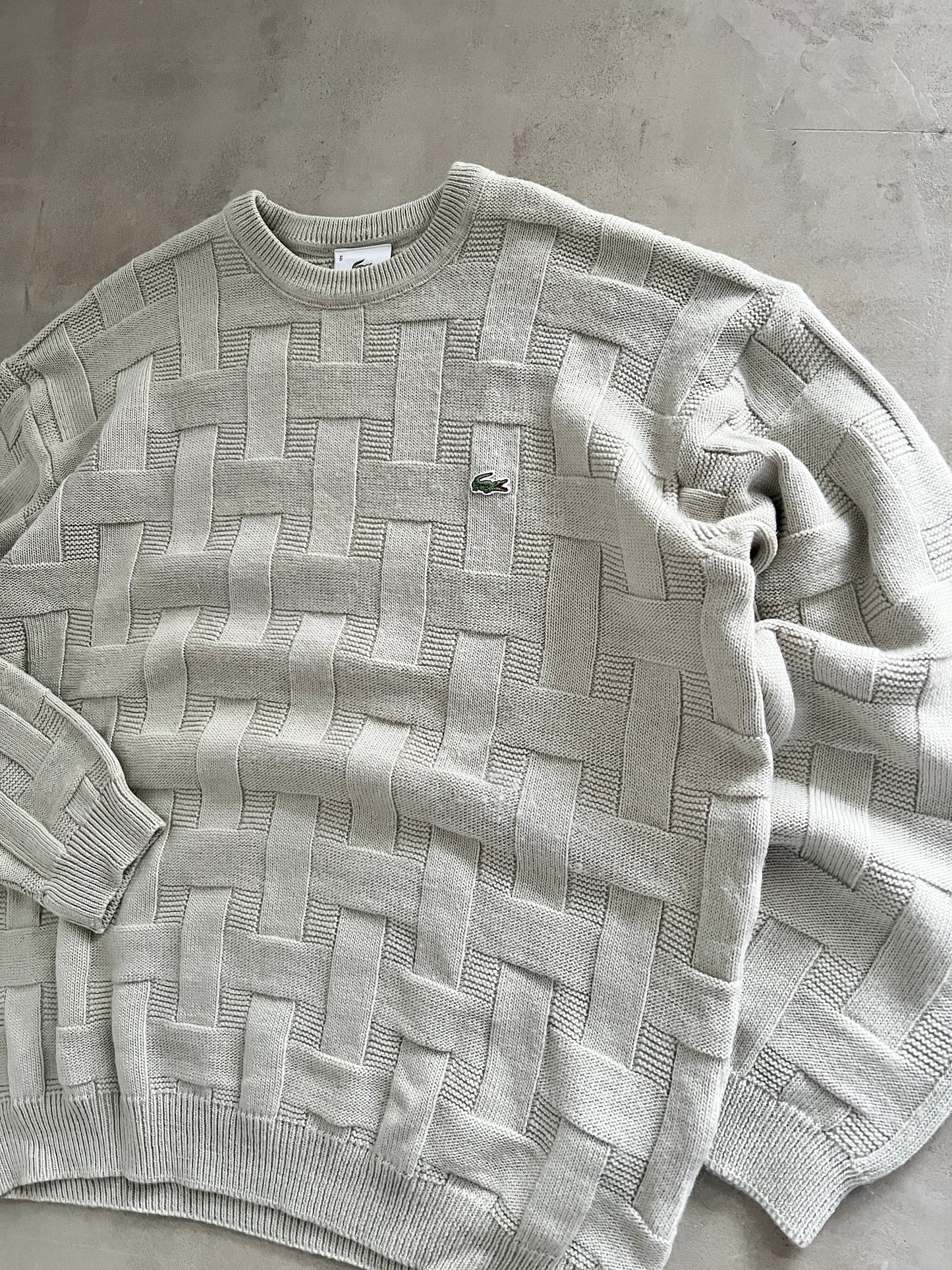 CREME LACOSTE KNIT SWEATER - 2000S - L/M