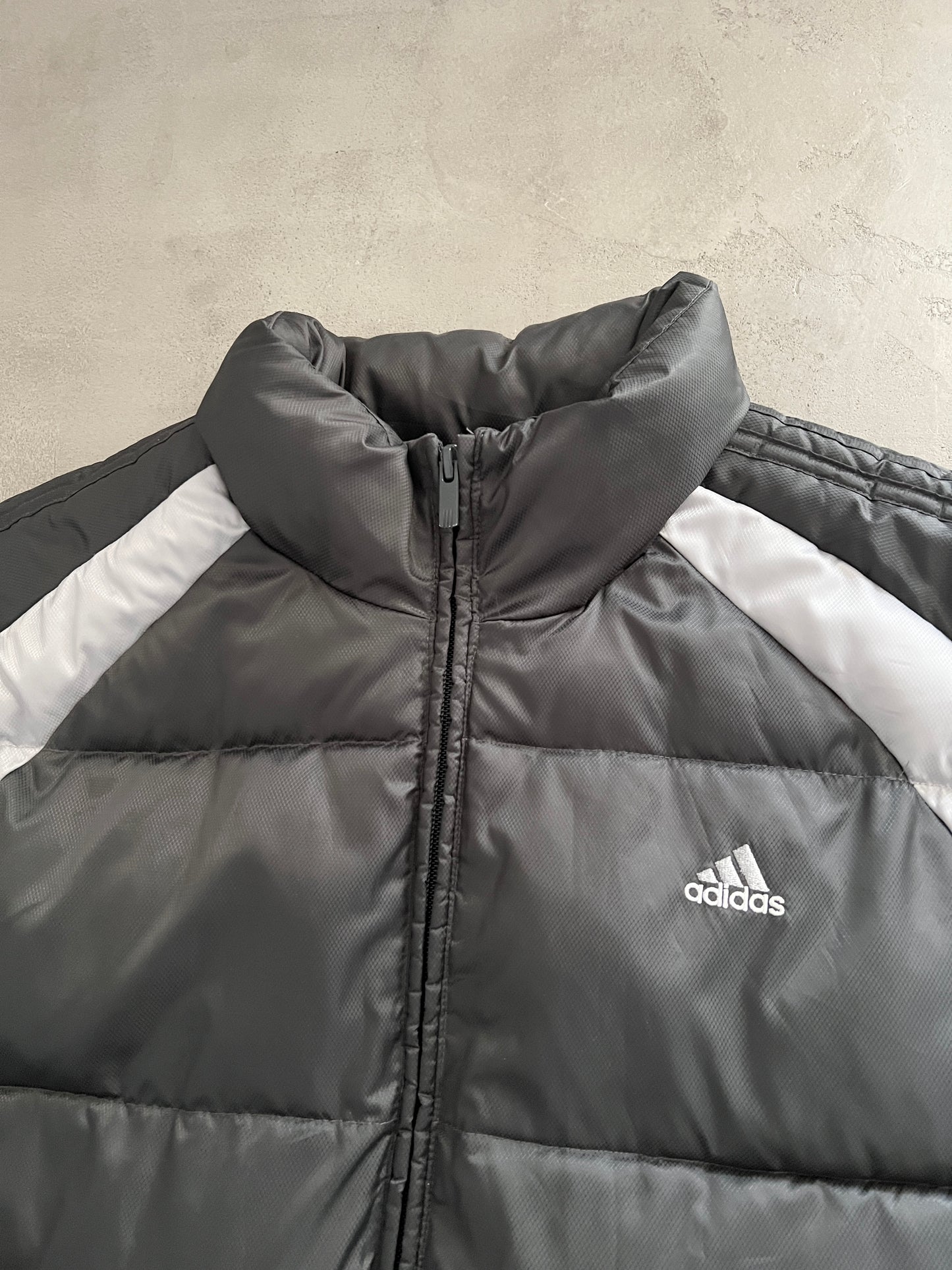 BLACK/CREME ADIDAS PUFFER - 2000S - XL