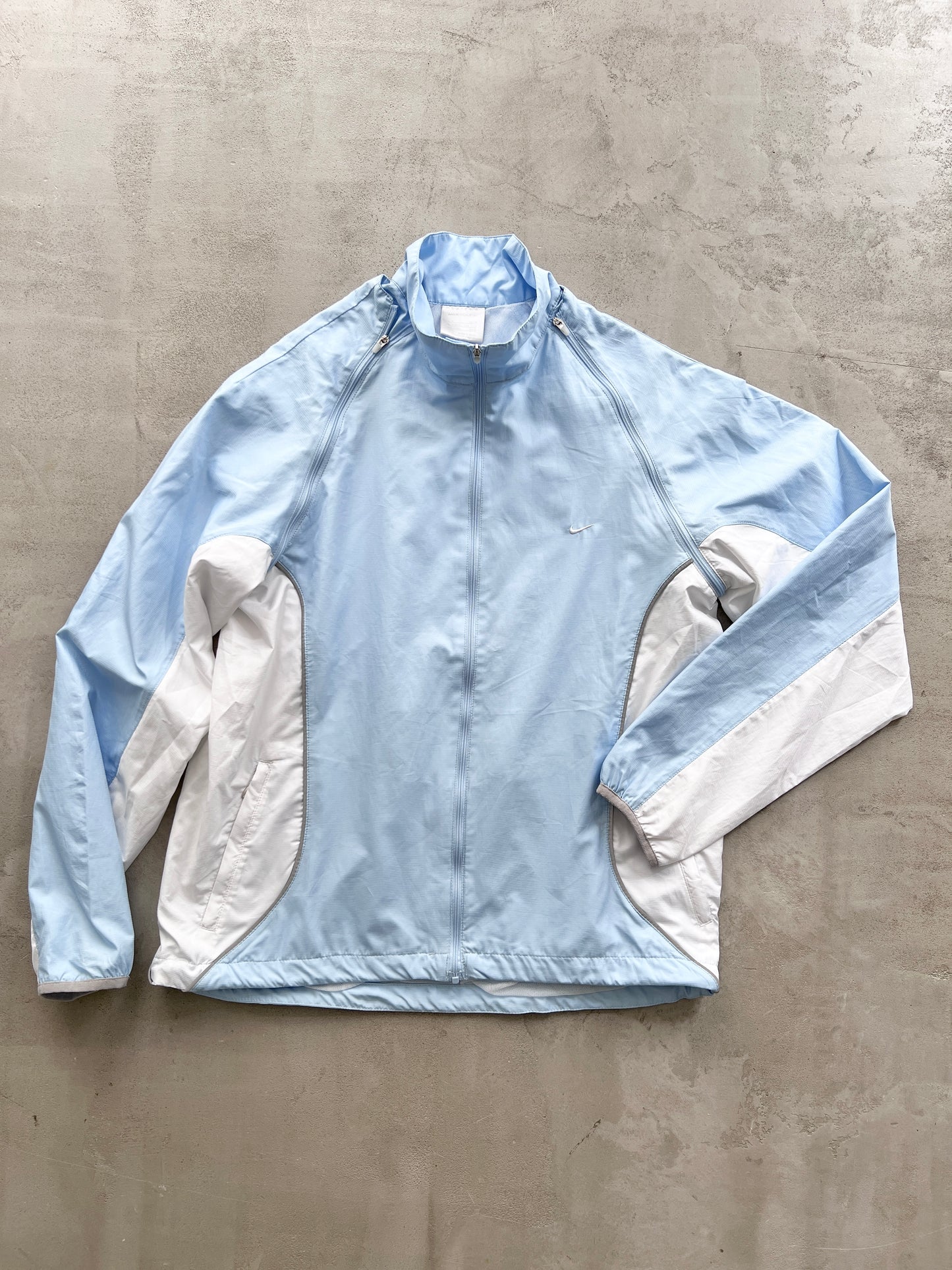 BABY BLUE NIKE TRACK JACKET/VEST CONVERTIBLE - 2000S - WMNS M